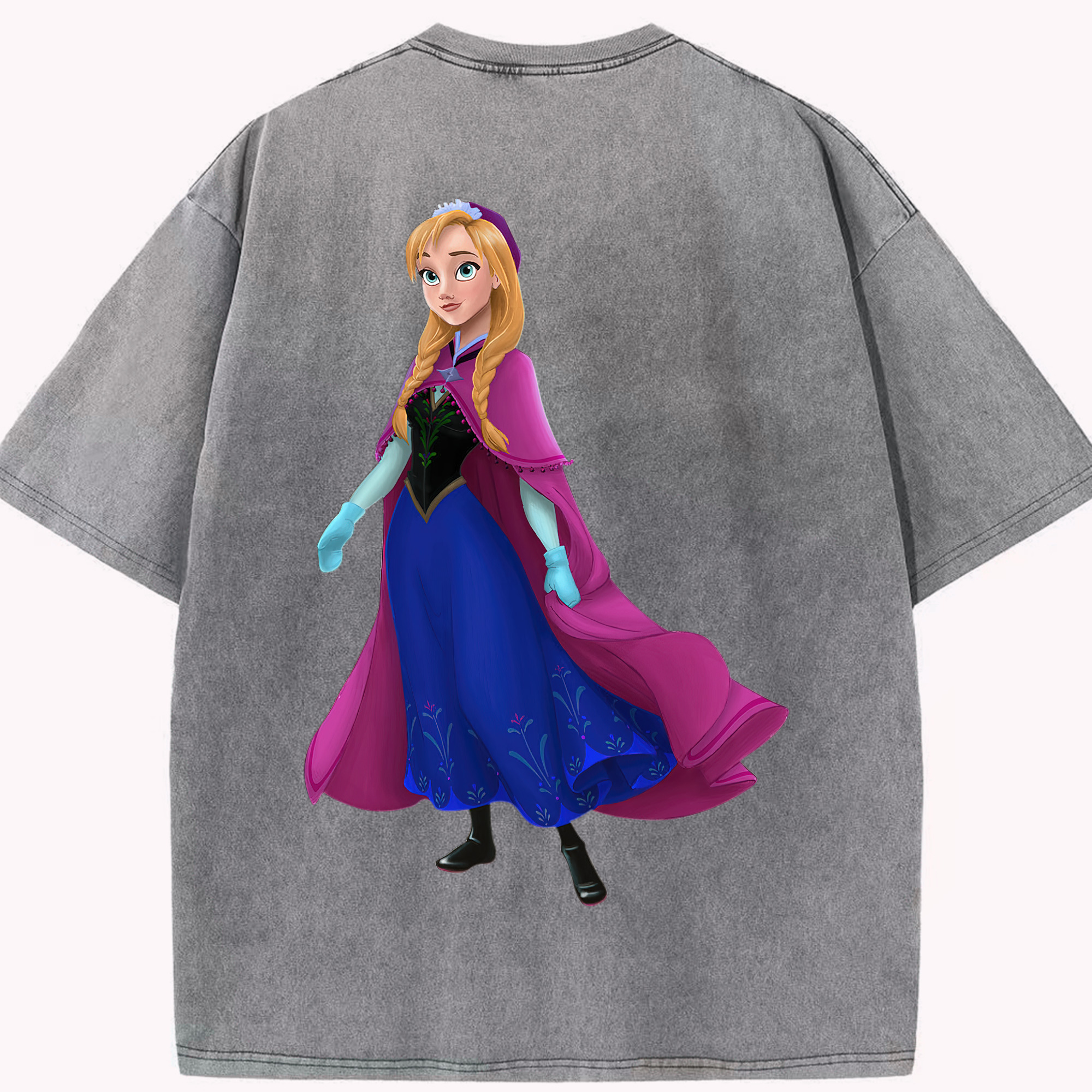 （画像用） アナと雪の女王 アンナ エルサ Frozen Anna Elsa 綿100% ヴィンテージ風 半袖Tシャツ（背面プリント）