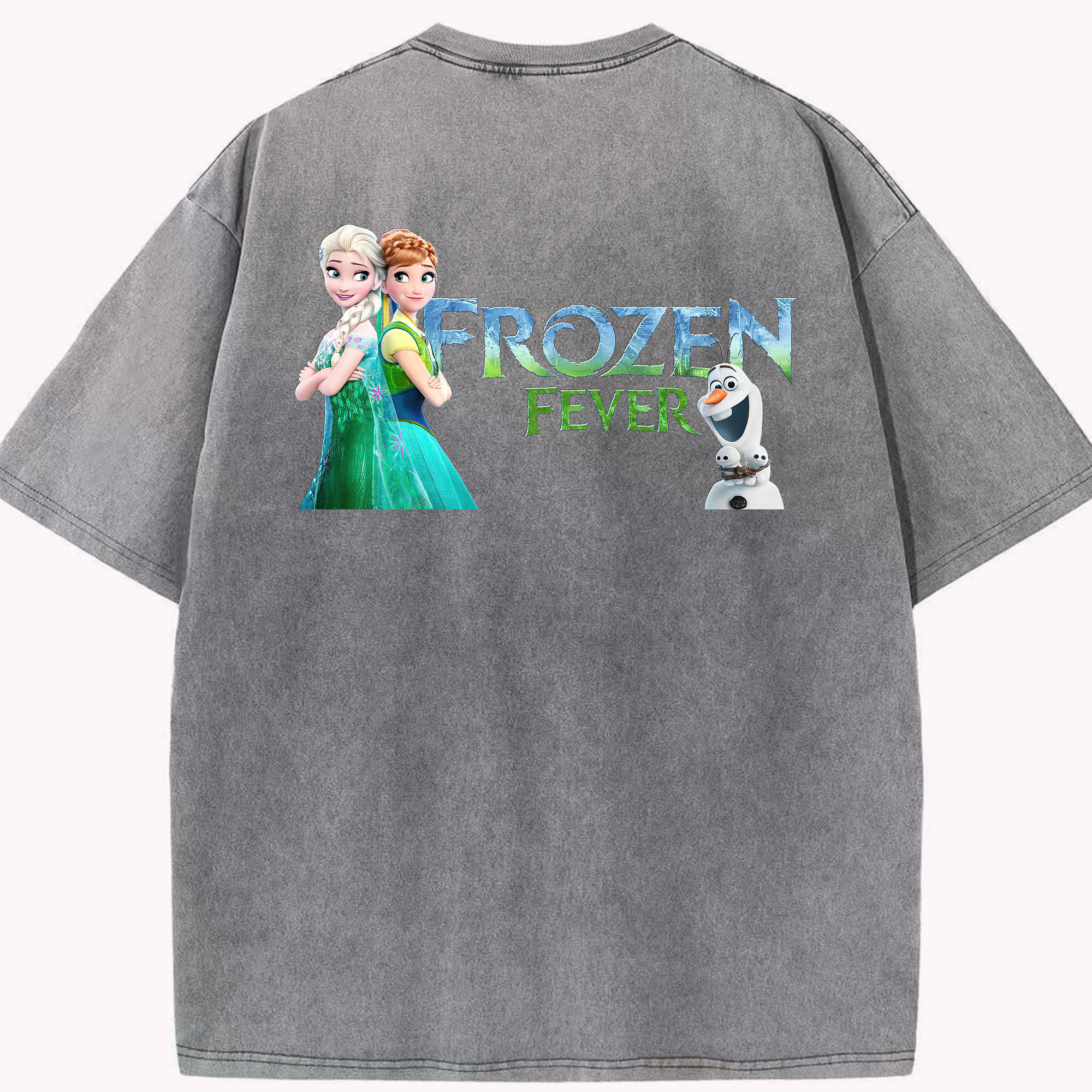 （画像用） アナと雪の女王 アンナ エルサ Frozen Anna Elsa 綿100% ヴィンテージ風 半袖Tシャツ（背面プリント）