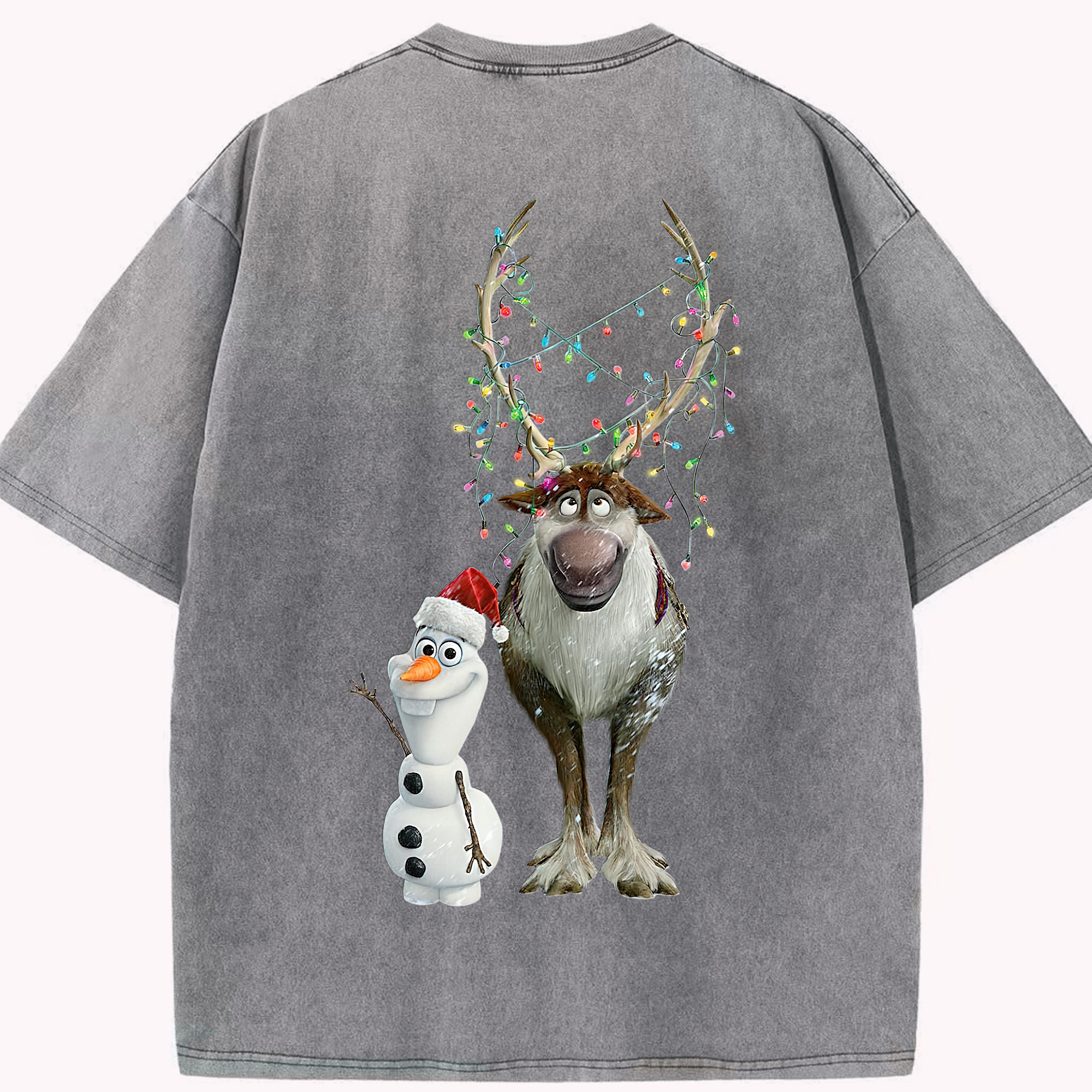 （画像用） アナと雪の女王 アンナ エルサ Frozen Anna Elsa 綿100% ヴィンテージ風 半袖Tシャツ（背面プリント）