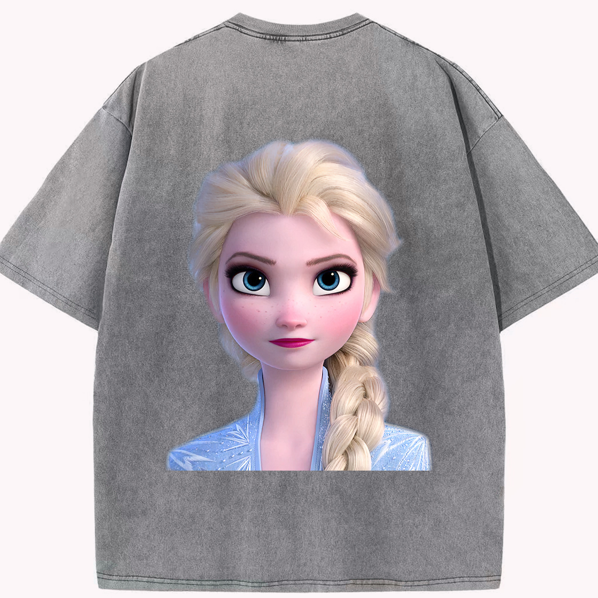 （画像用） アナと雪の女王 アンナ エルサ Frozen Anna Elsa 綿100% ヴィンテージ風 半袖Tシャツ（背面プリント）