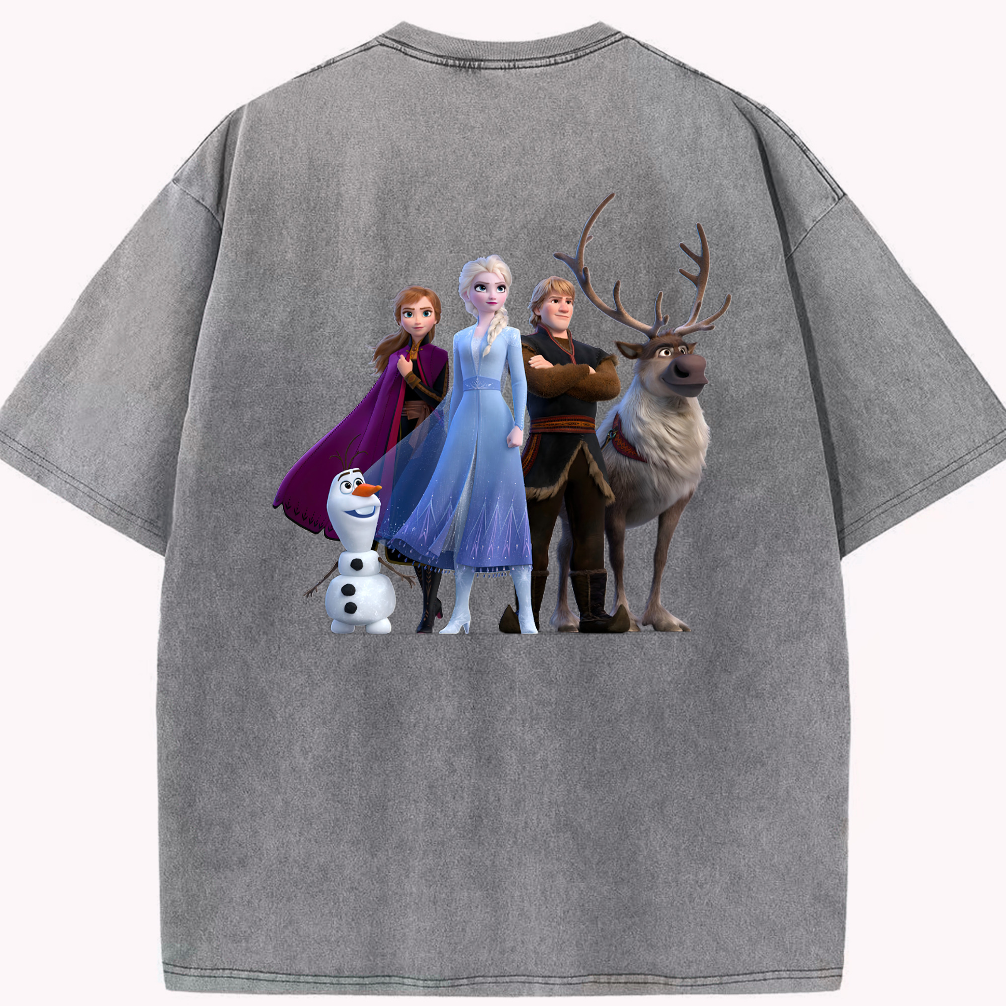 （画像用） アナと雪の女王 アンナ エルサ Frozen Anna Elsa 綿100% ヴィンテージ風 半袖Tシャツ（背面プリント）