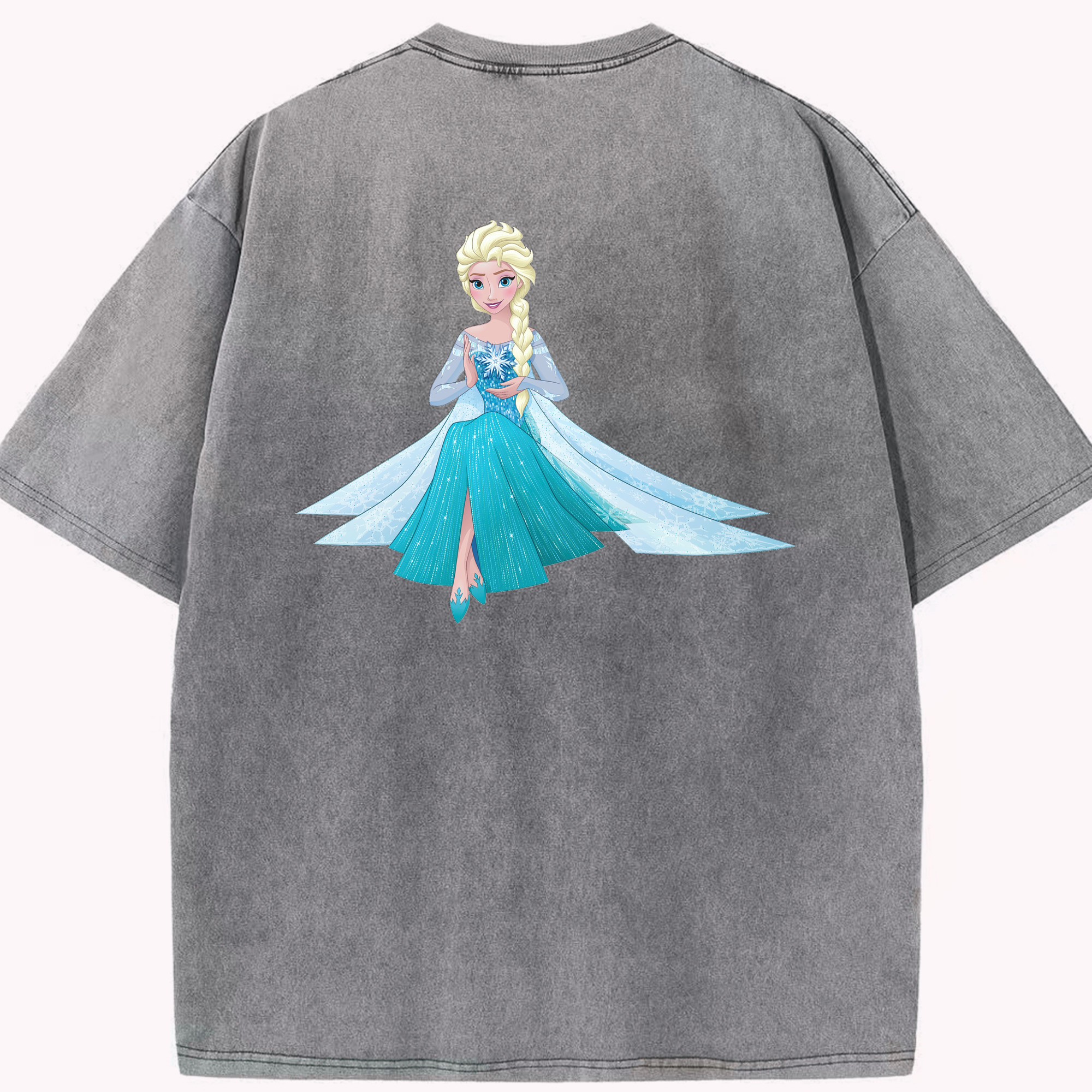 （画像用） アナと雪の女王 アンナ エルサ Frozen Anna Elsa 綿100% ヴィンテージ風 半袖Tシャツ（背面プリント）