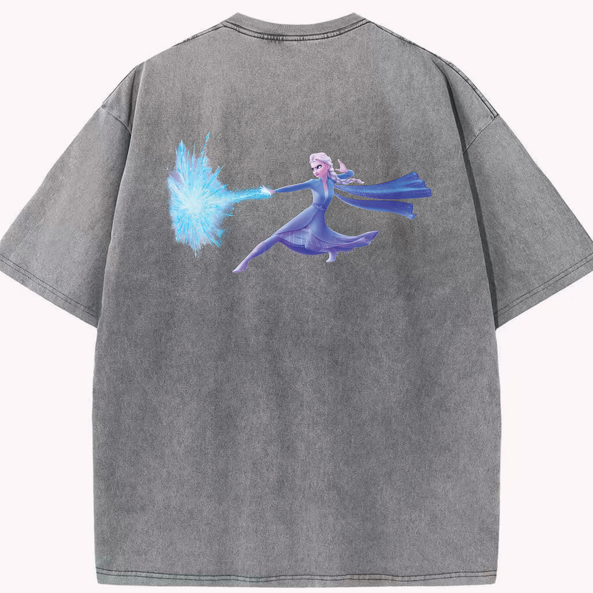 （画像用） アナと雪の女王 アンナ エルサ Frozen Anna Elsa 綿100% ヴィンテージ風 半袖Tシャツ（背面プリント）