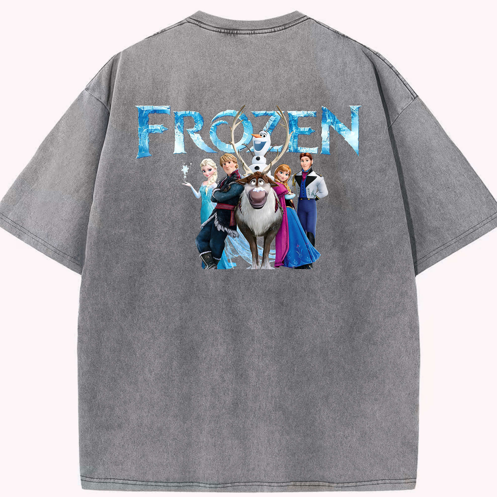 （画像用） アナと雪の女王 アンナ エルサ Frozen Anna Elsa 綿100% ヴィンテージ風 半袖Tシャツ（背面プリント）