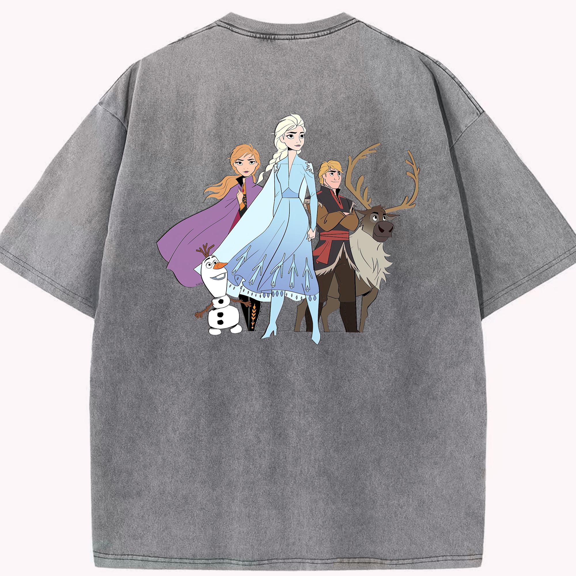 （画像用） アナと雪の女王 アンナ エルサ Frozen Anna Elsa 綿100% ヴィンテージ風 半袖Tシャツ（背面プリント）