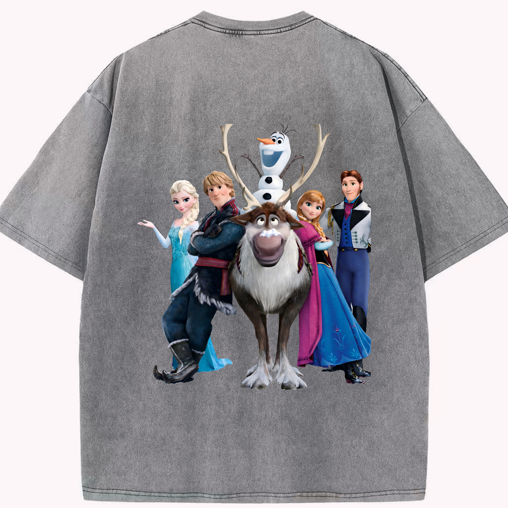 （画像用） アナと雪の女王 アンナ エルサ Frozen Anna Elsa 綿100% ヴィンテージ風 半袖Tシャツ（背面プリント）
