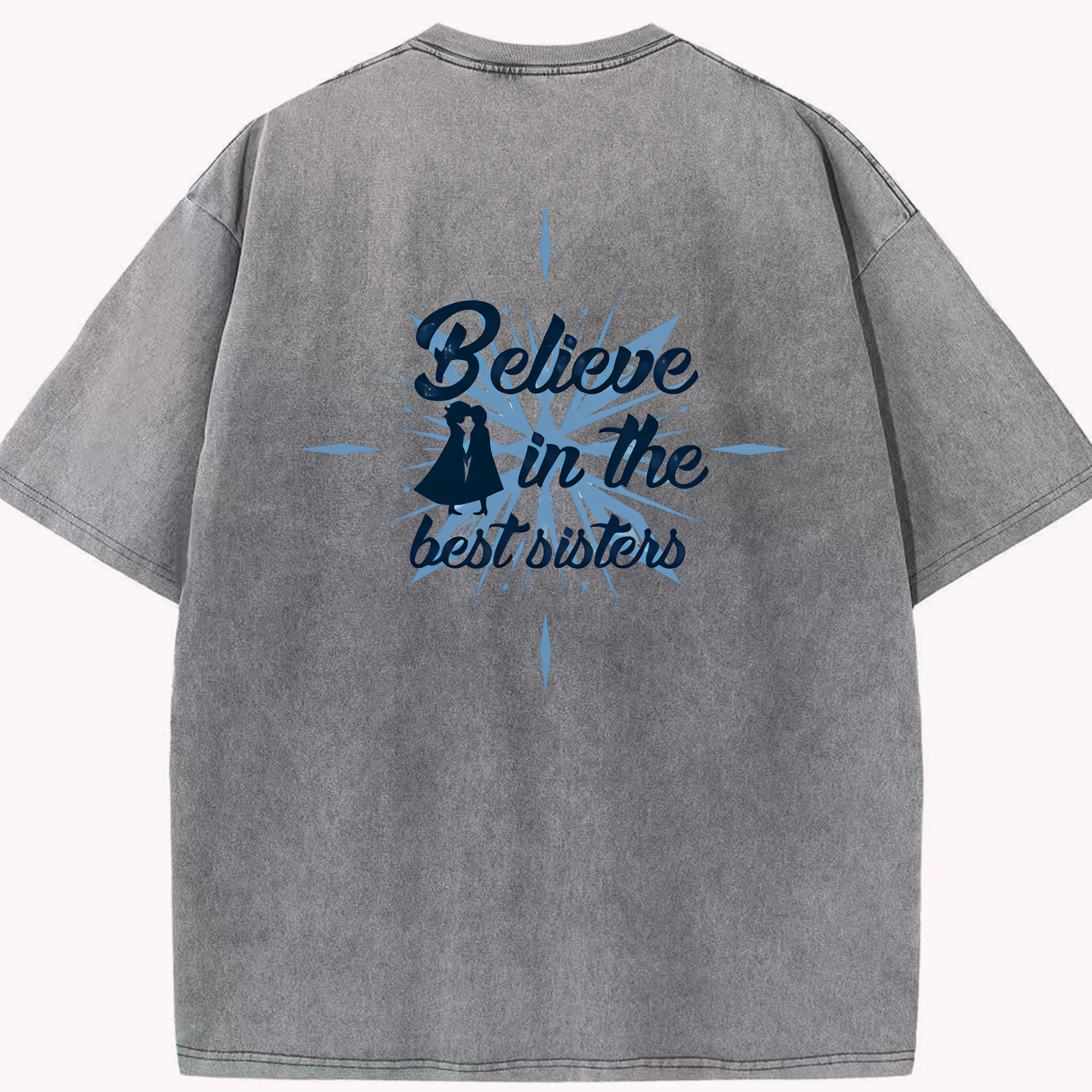 （画像用） アナと雪の女王 アンナ エルサ Frozen Anna Elsa 綿100% ヴィンテージ風 半袖Tシャツ（背面プリント）