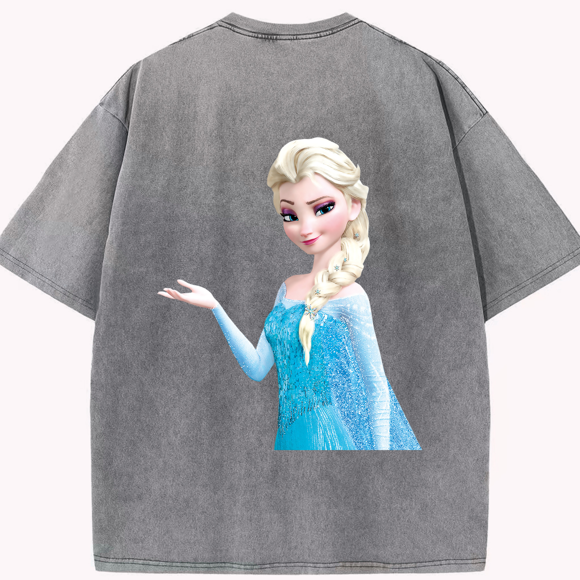 （画像用） アナと雪の女王 アンナ エルサ Frozen Anna Elsa 綿100% ヴィンテージ風 半袖Tシャツ（背面プリント）