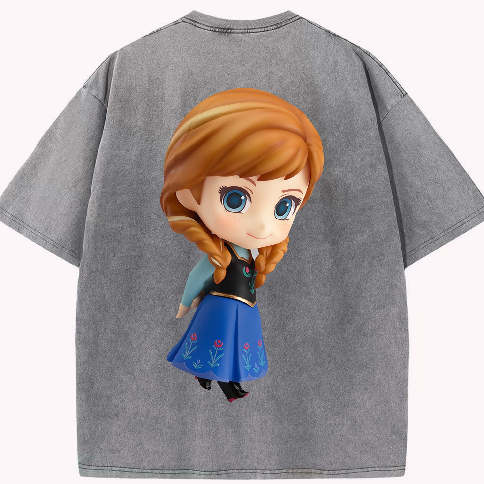 （画像用） アナと雪の女王 アンナ エルサ Frozen Anna Elsa 綿100% ヴィンテージ風 半袖Tシャツ（背面プリント）