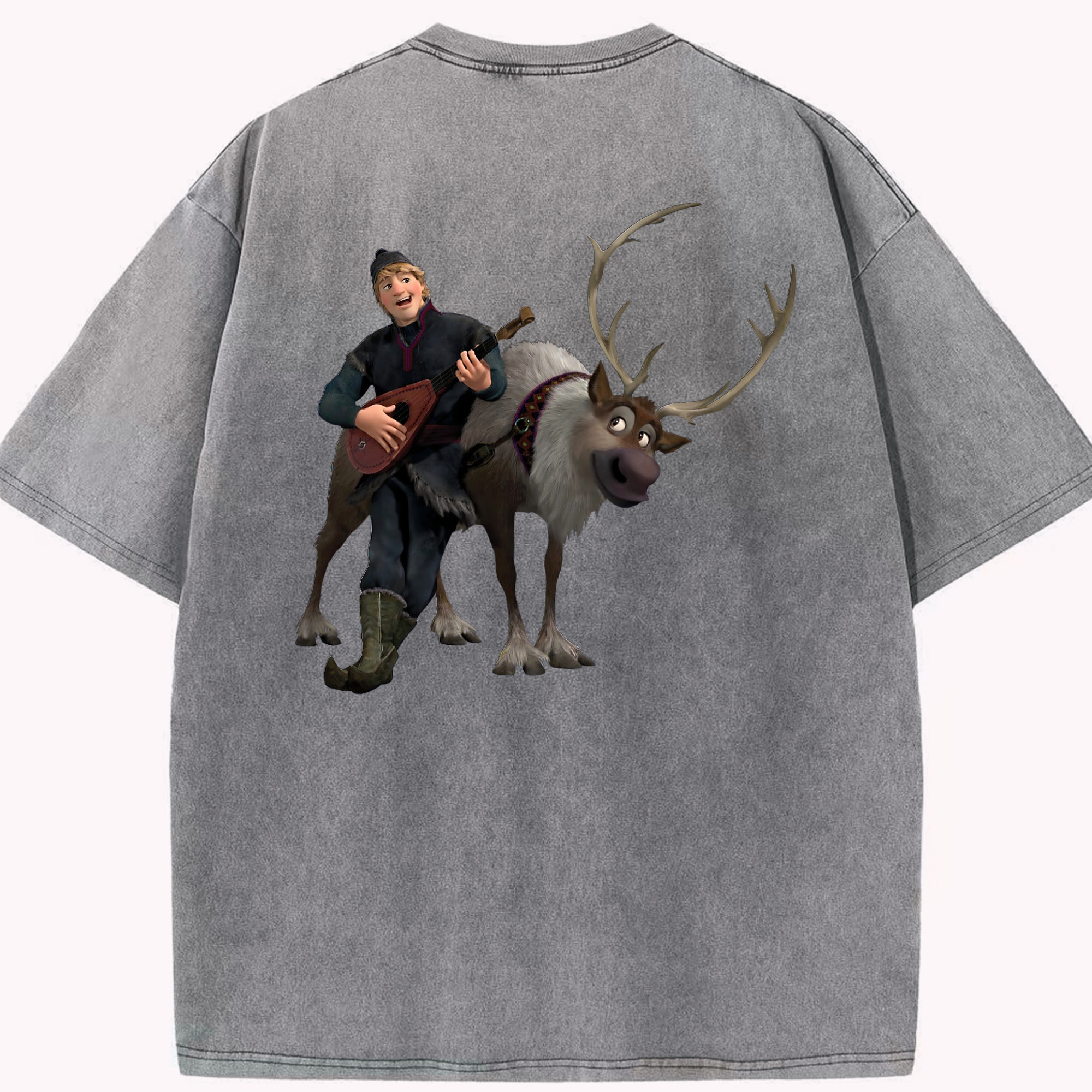 （画像用） アナと雪の女王 アンナ エルサ Frozen Anna Elsa 綿100% ヴィンテージ風 半袖Tシャツ（背面プリント）