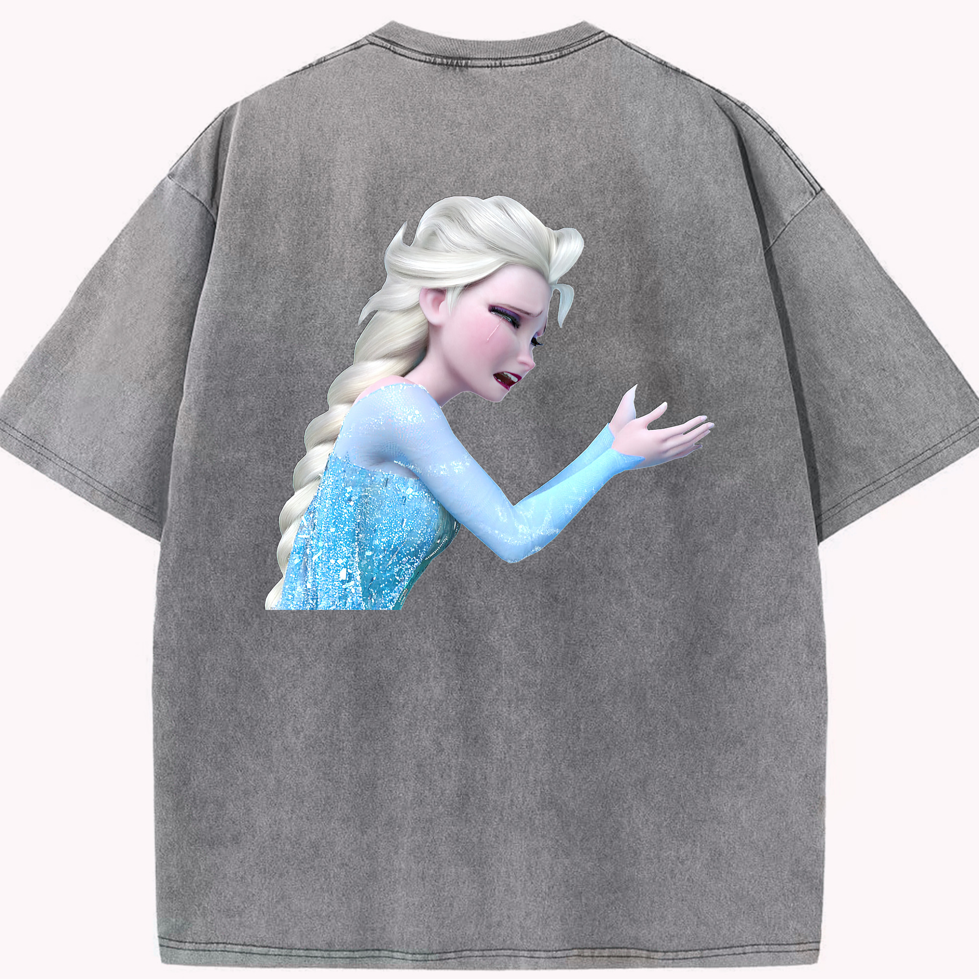 （画像用） アナと雪の女王 アンナ エルサ Frozen Anna Elsa 綿100% ヴィンテージ風 半袖Tシャツ（背面プリント）