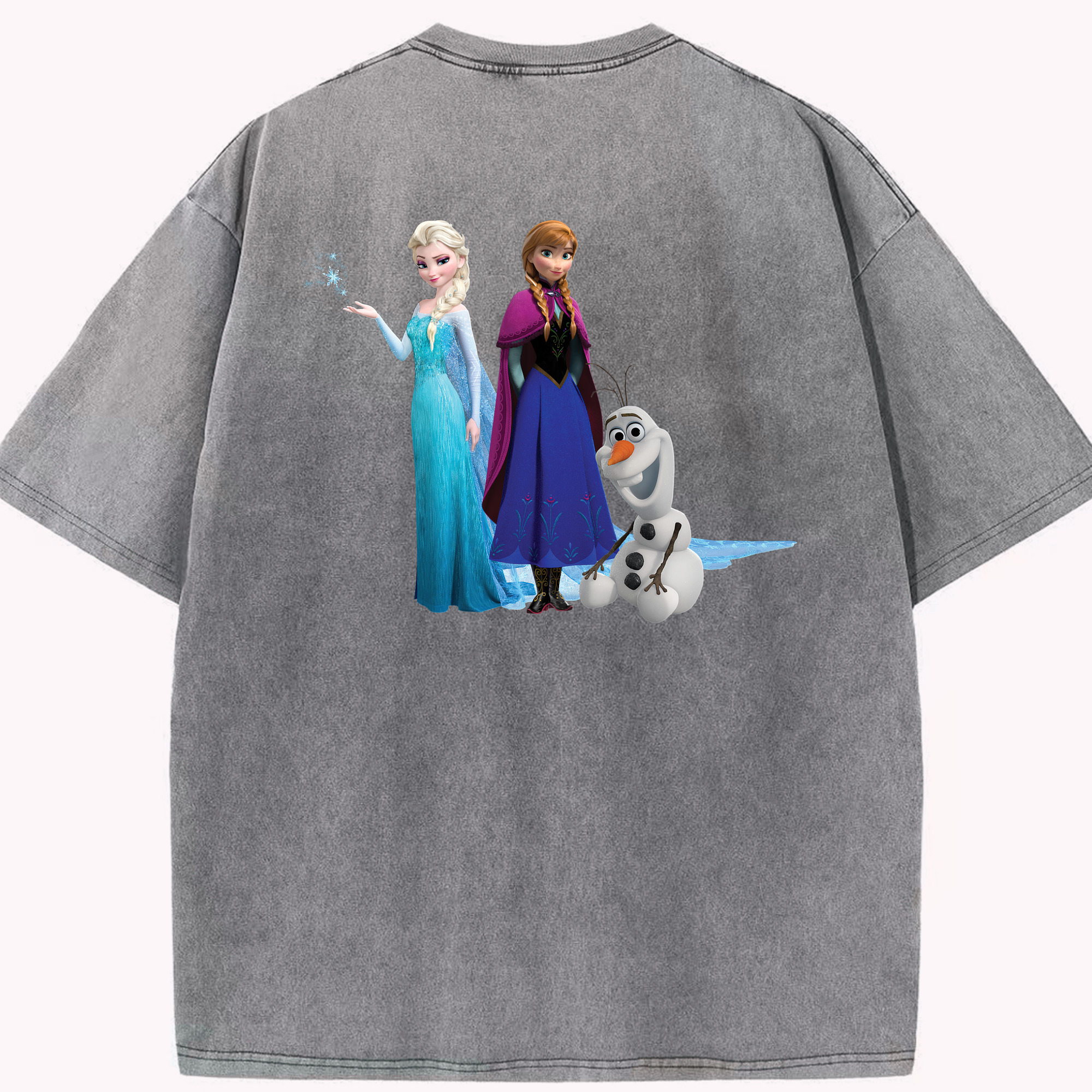 （画像用） アナと雪の女王 アンナ エルサ Frozen Anna Elsa 綿100% ヴィンテージ風 半袖Tシャツ（背面プリント）