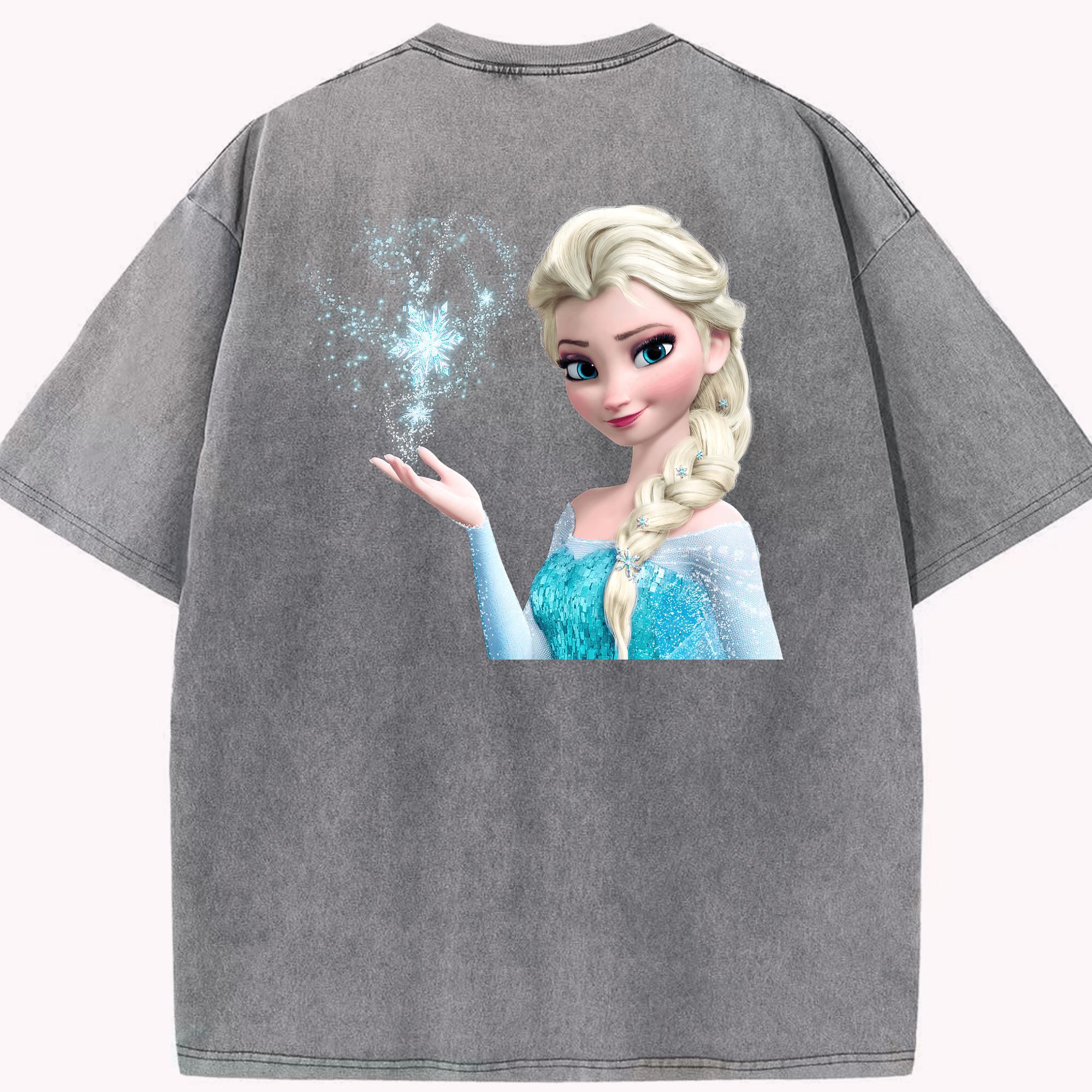 （画像用） アナと雪の女王 アンナ エルサ Frozen Anna Elsa 綿100% ヴィンテージ風 半袖Tシャツ（背面プリント）