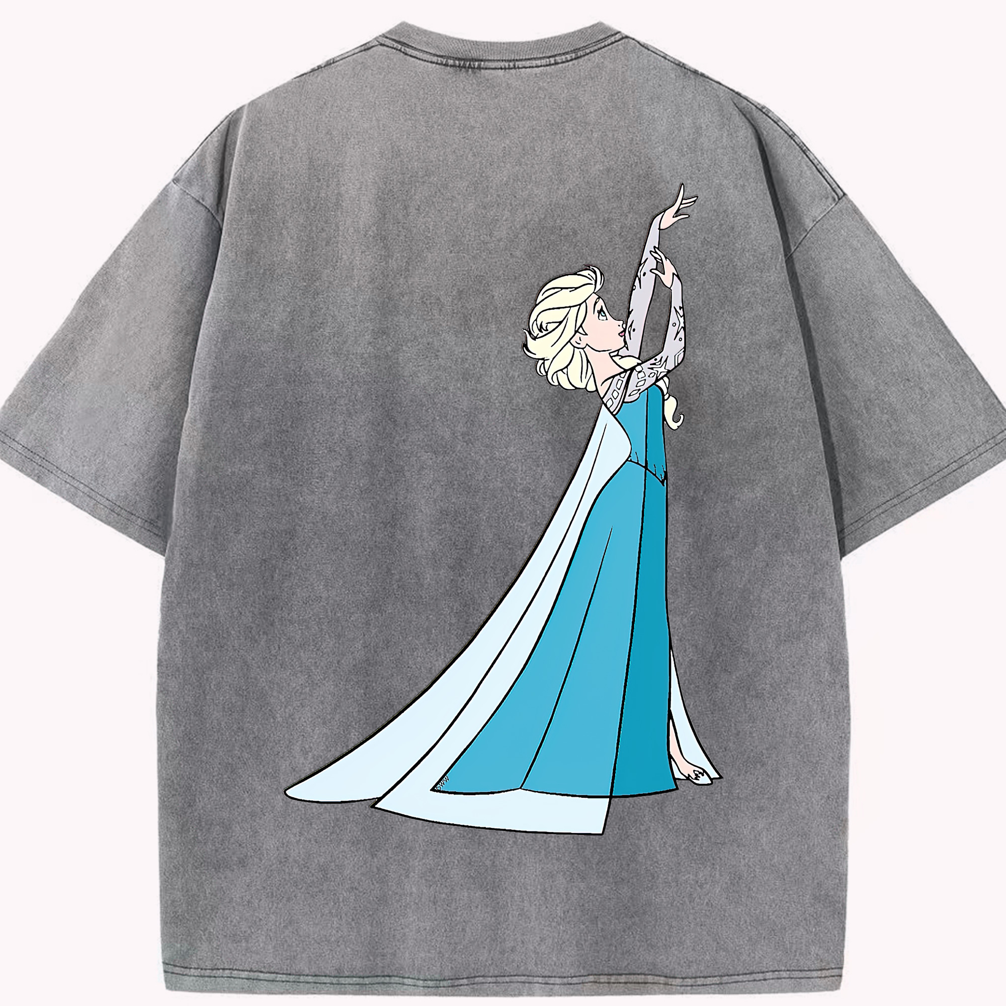 （画像用） アナと雪の女王 アンナ エルサ Frozen Anna Elsa 綿100% ヴィンテージ風 半袖Tシャツ（背面プリント）