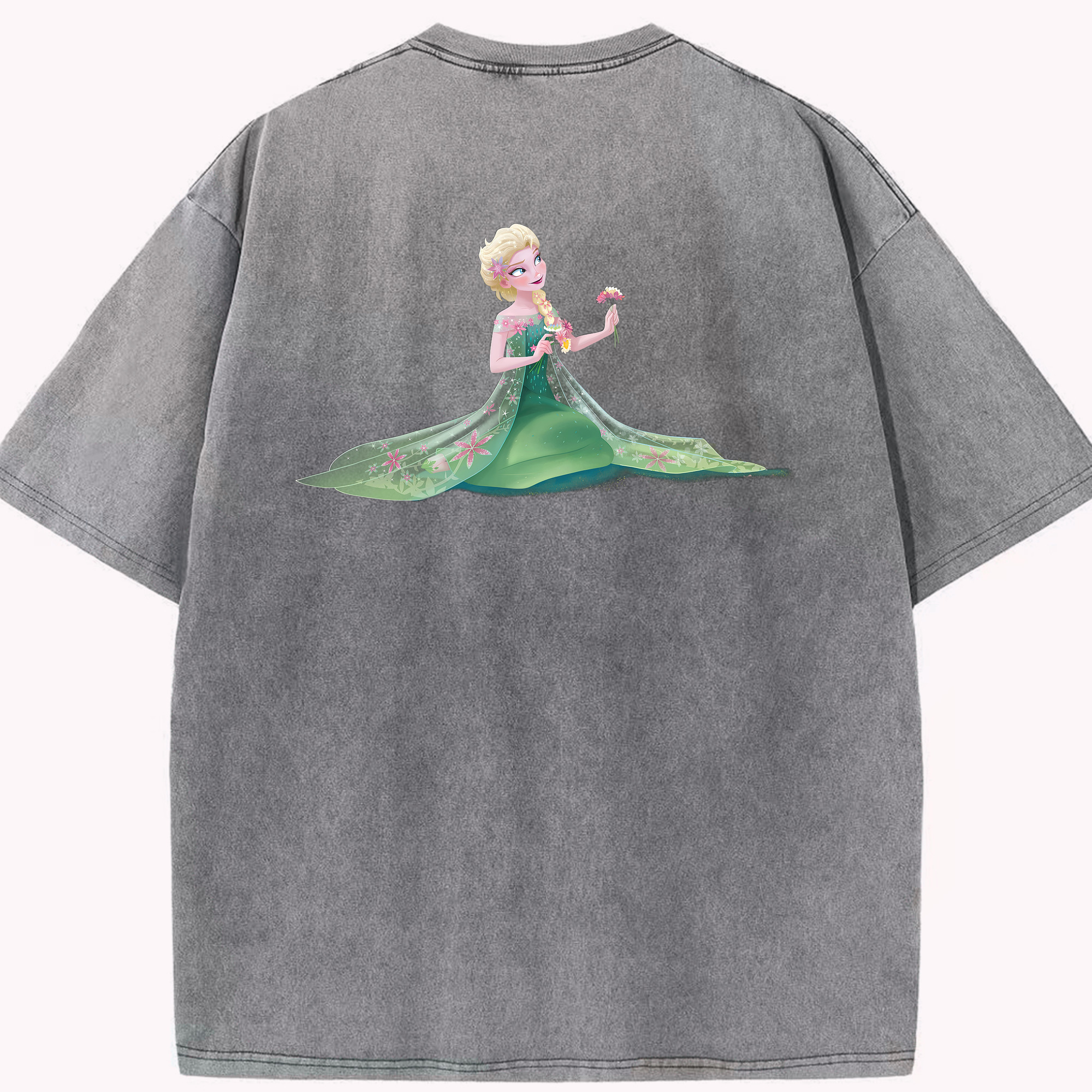 （画像用） アナと雪の女王 アンナ エルサ Frozen Anna Elsa 綿100% ヴィンテージ風 半袖Tシャツ（背面プリント）