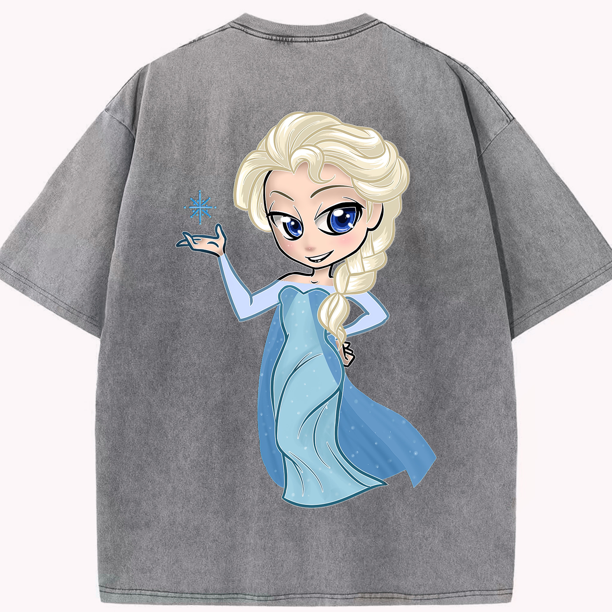 （画像用） アナと雪の女王 アンナ エルサ Frozen Anna Elsa 綿100% ヴィンテージ風 半袖Tシャツ（背面プリント）