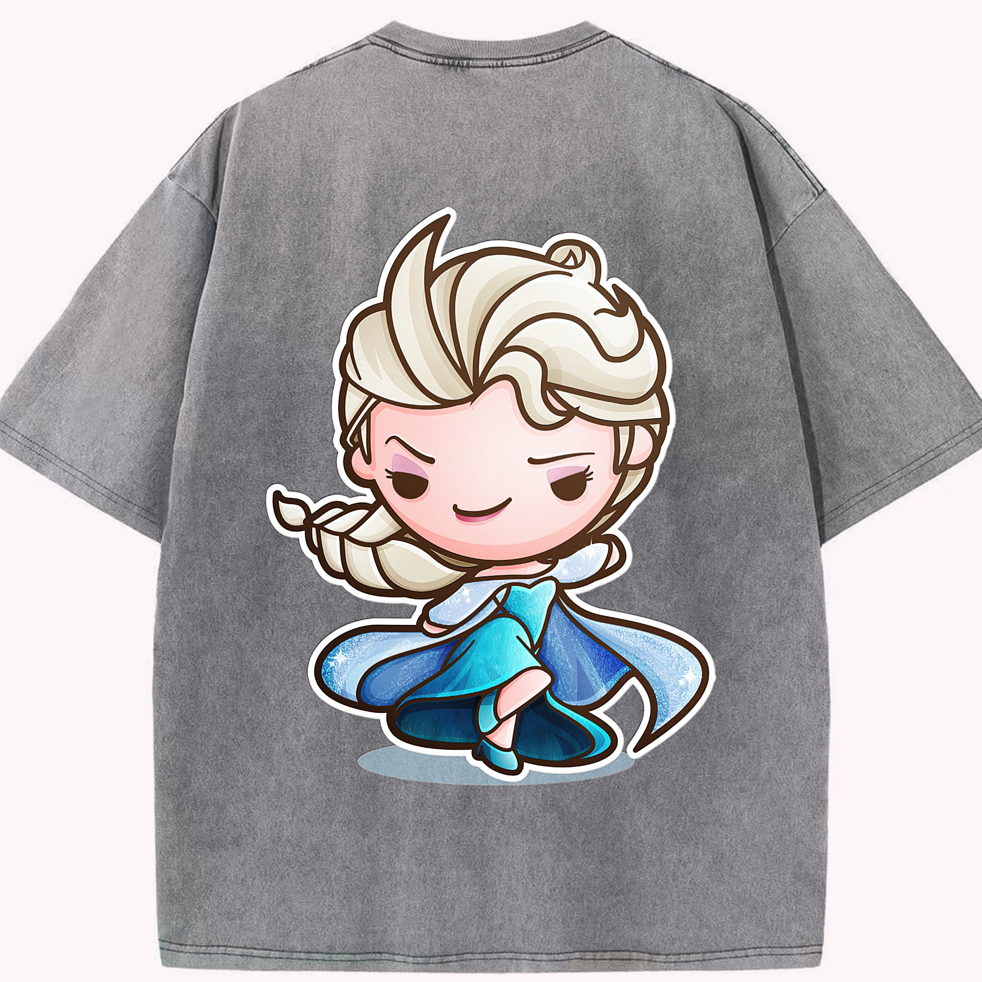 （画像用） アナと雪の女王 アンナ エルサ Frozen Anna Elsa 綿100% ヴィンテージ風 半袖Tシャツ（背面プリント）