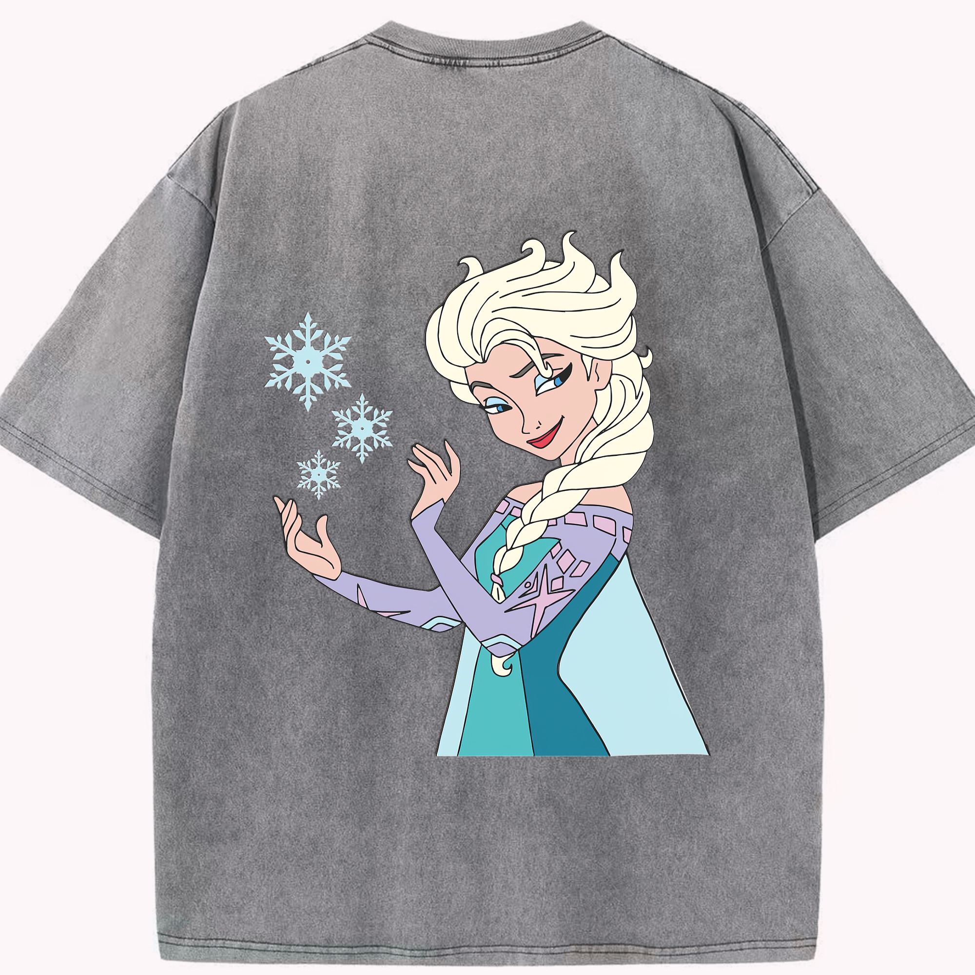 （画像用） アナと雪の女王 アンナ エルサ Frozen Anna Elsa 綿100% ヴィンテージ風 半袖Tシャツ（背面プリント）