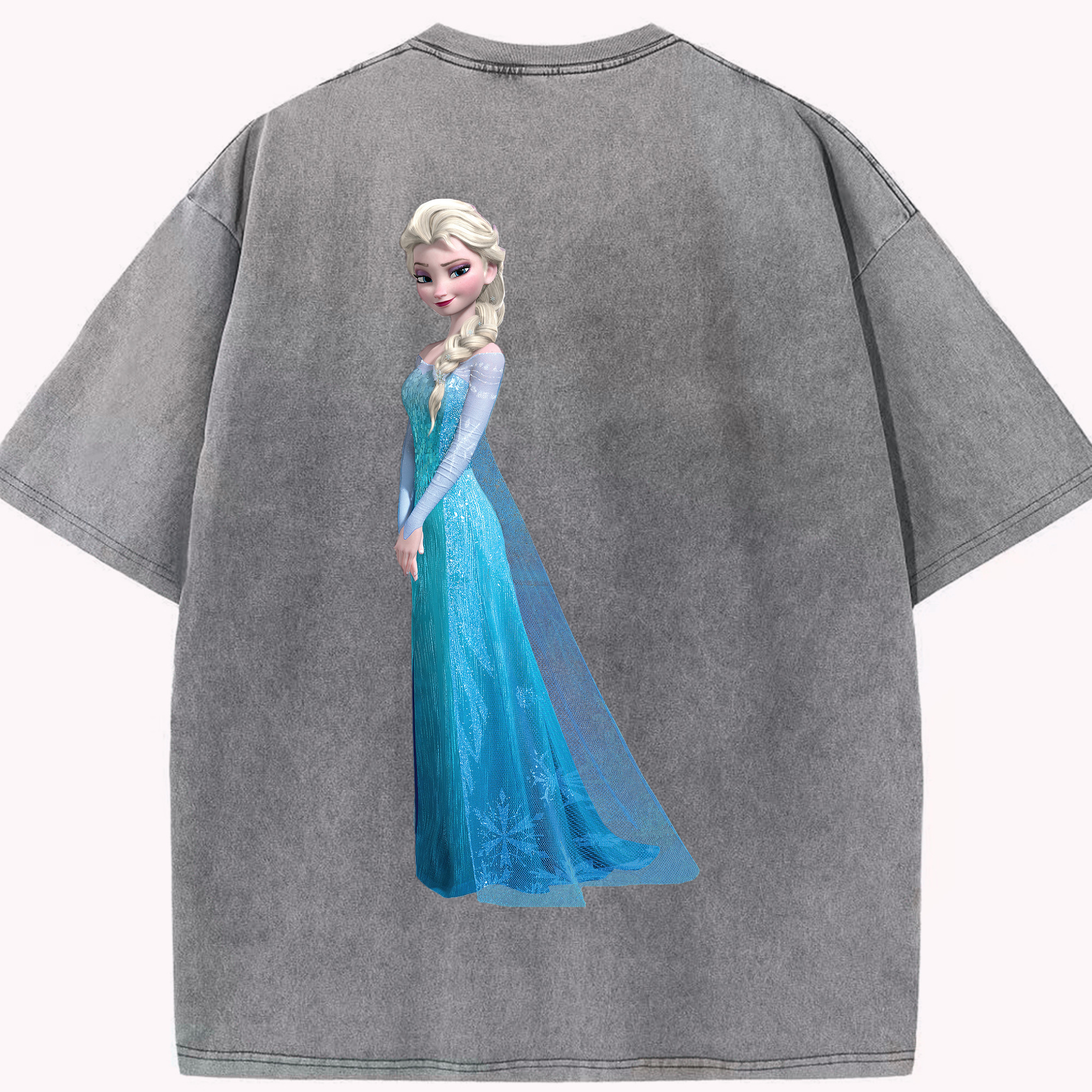 （画像用） アナと雪の女王 アンナ エルサ Frozen Anna Elsa 綿100% ヴィンテージ風 半袖Tシャツ（背面プリント）