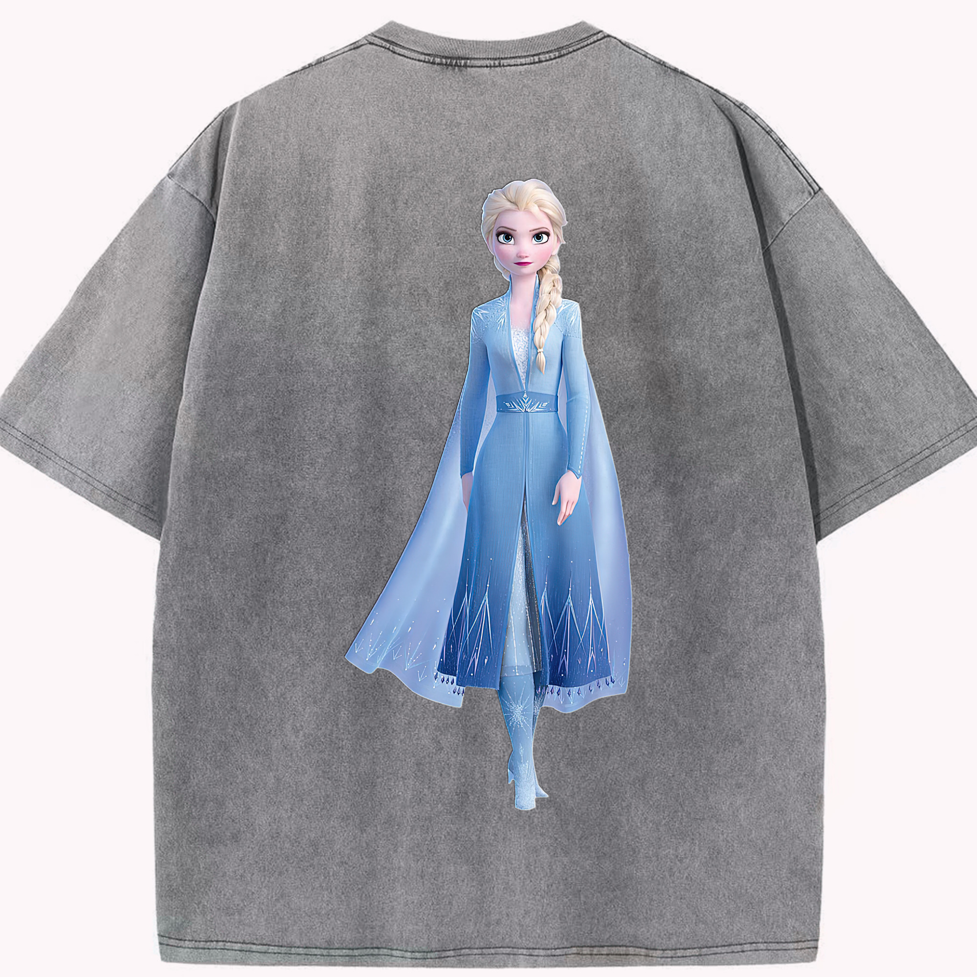 （画像用） アナと雪の女王 アンナ エルサ Frozen Anna Elsa 綿100% ヴィンテージ風 半袖Tシャツ（背面プリント）