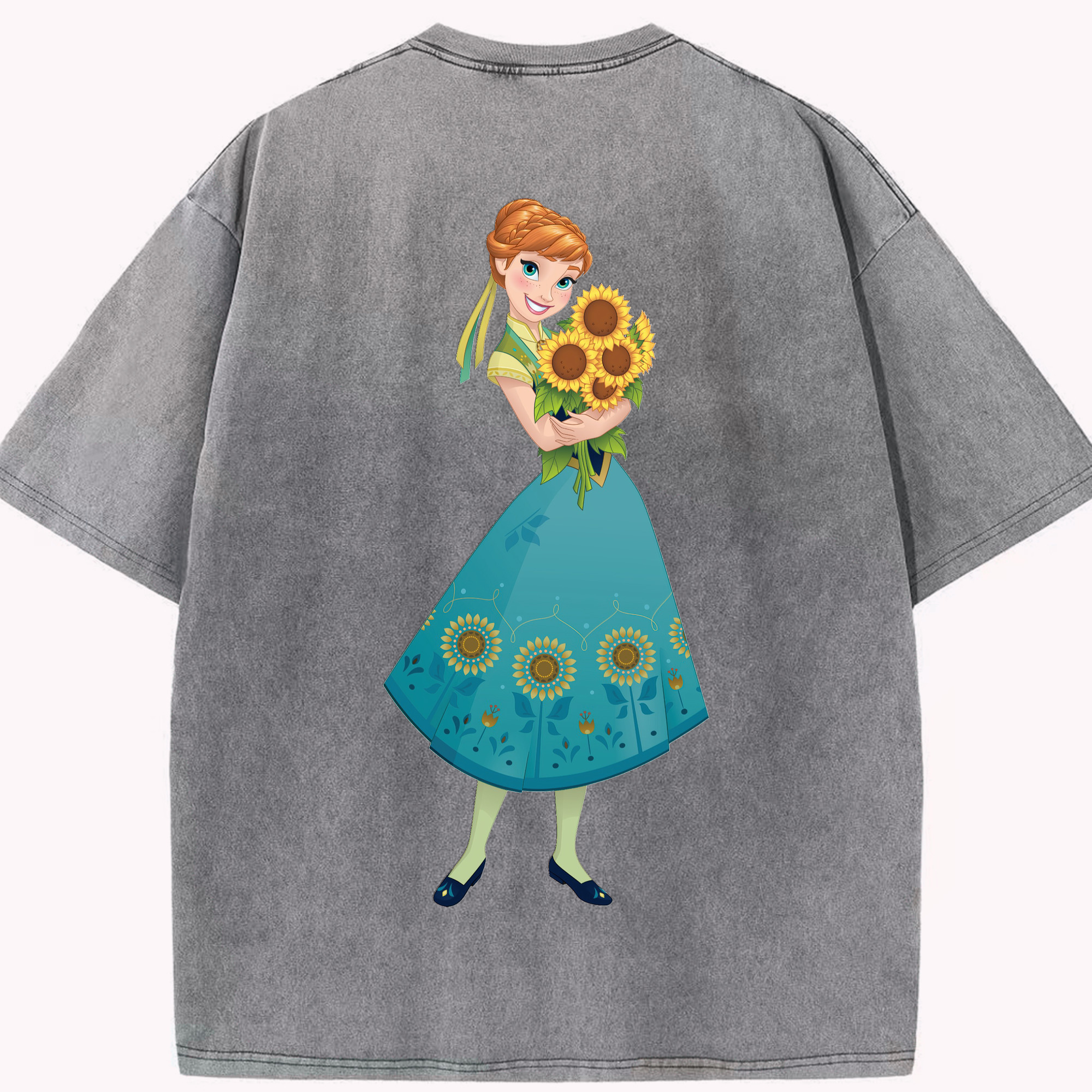 （画像用） アナと雪の女王 アンナ エルサ Frozen Anna Elsa 綿100% ヴィンテージ風 半袖Tシャツ（背面プリント）