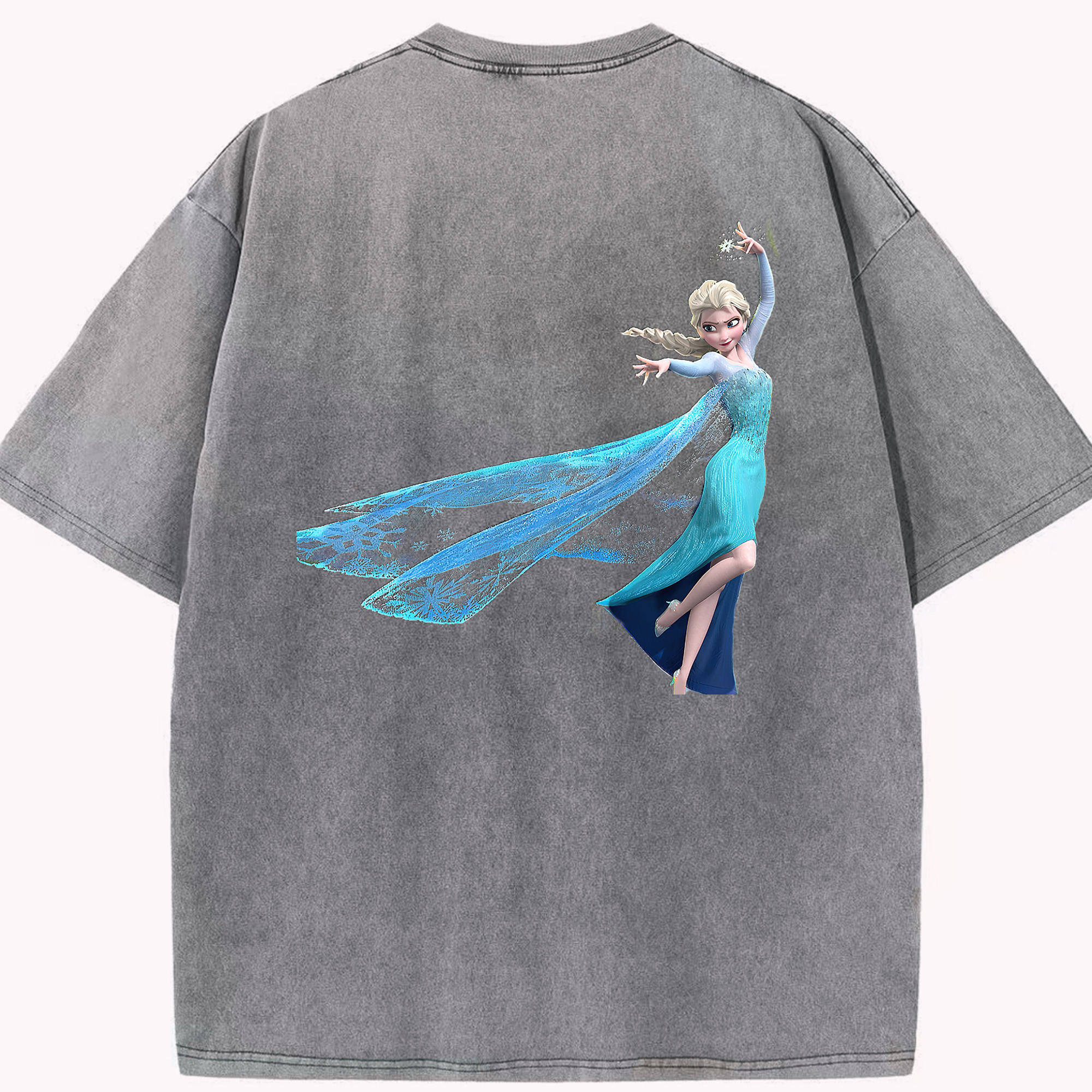 （画像用） アナと雪の女王 アンナ エルサ Frozen Anna Elsa 綿100% ヴィンテージ風 半袖Tシャツ（背面プリント）