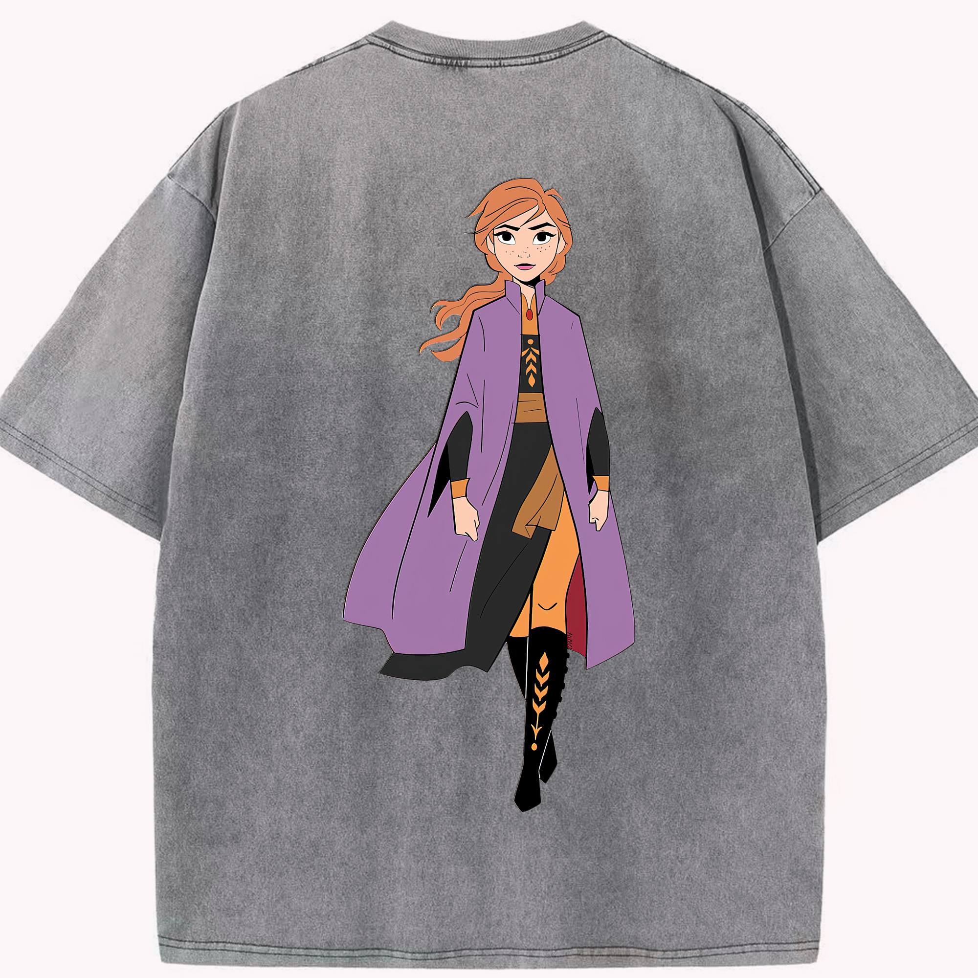 （画像用） アナと雪の女王 アンナ エルサ Frozen Anna Elsa 綿100% ヴィンテージ風 半袖Tシャツ（背面プリント）