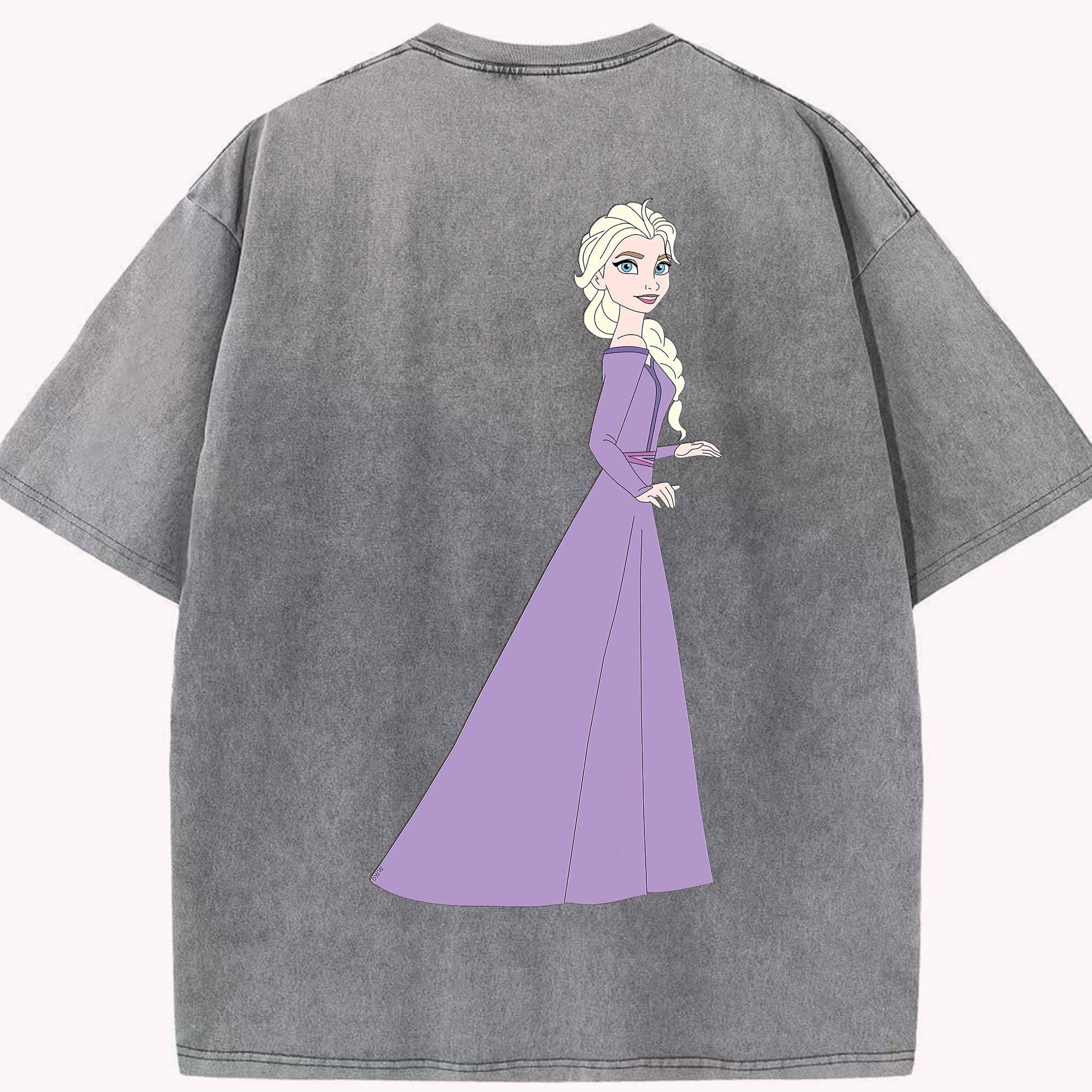 （画像用） アナと雪の女王 アンナ エルサ Frozen Anna Elsa 綿100% ヴィンテージ風 半袖Tシャツ（背面プリント）