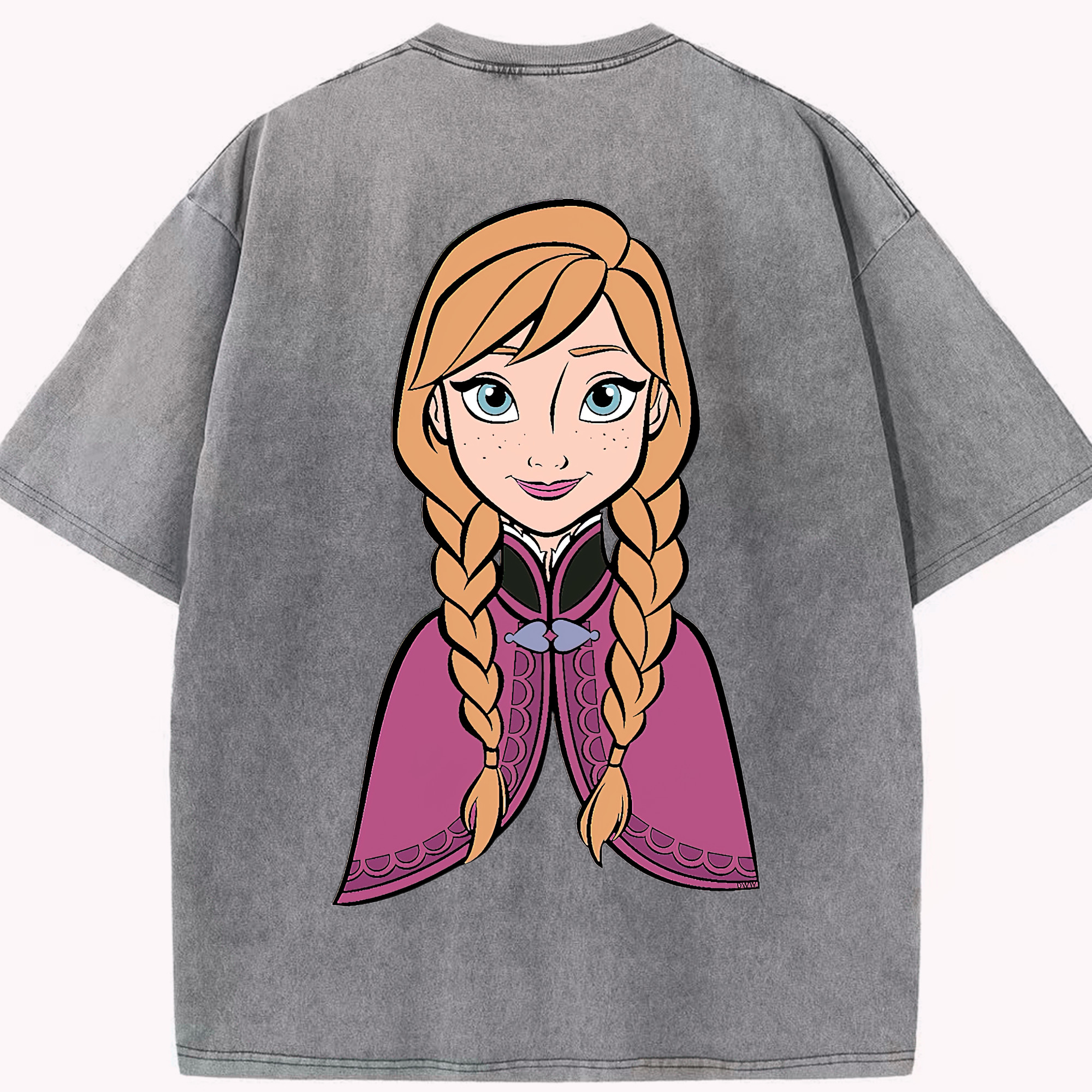 （画像用） アナと雪の女王 アンナ エルサ Frozen Anna Elsa 綿100% ヴィンテージ風 半袖Tシャツ（背面プリント）