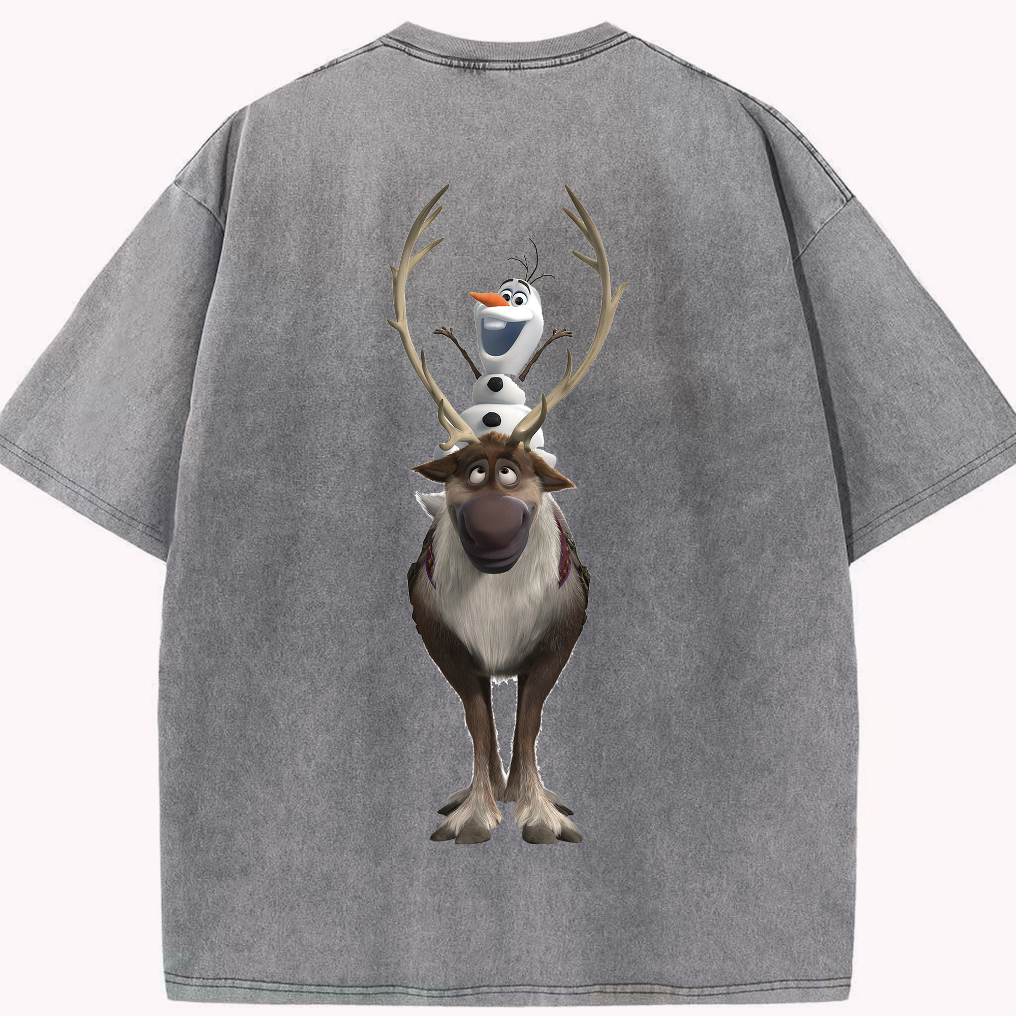 （画像用） アナと雪の女王 アンナ エルサ Frozen Anna Elsa 綿100% ヴィンテージ風 半袖Tシャツ（背面プリント）