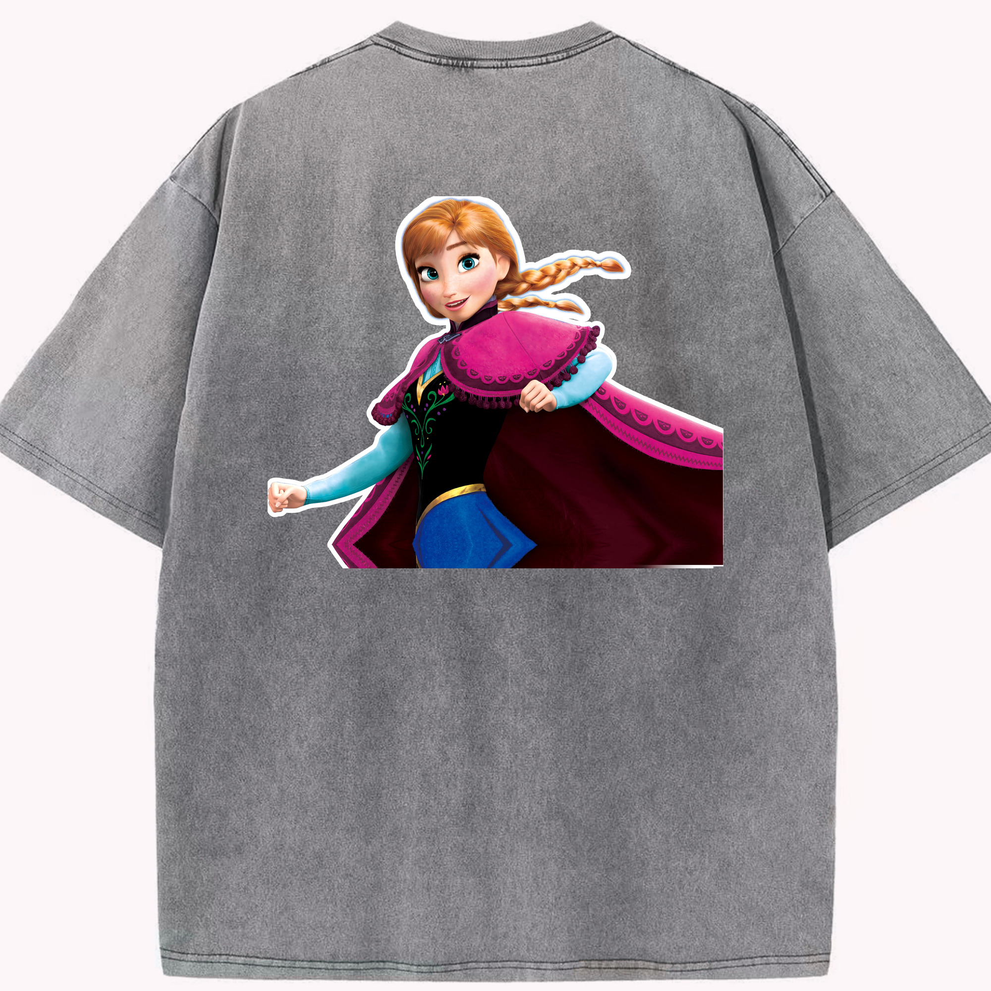 （画像用） アナと雪の女王 アンナ エルサ Frozen Anna Elsa 綿100% ヴィンテージ風 半袖Tシャツ（背面プリント）