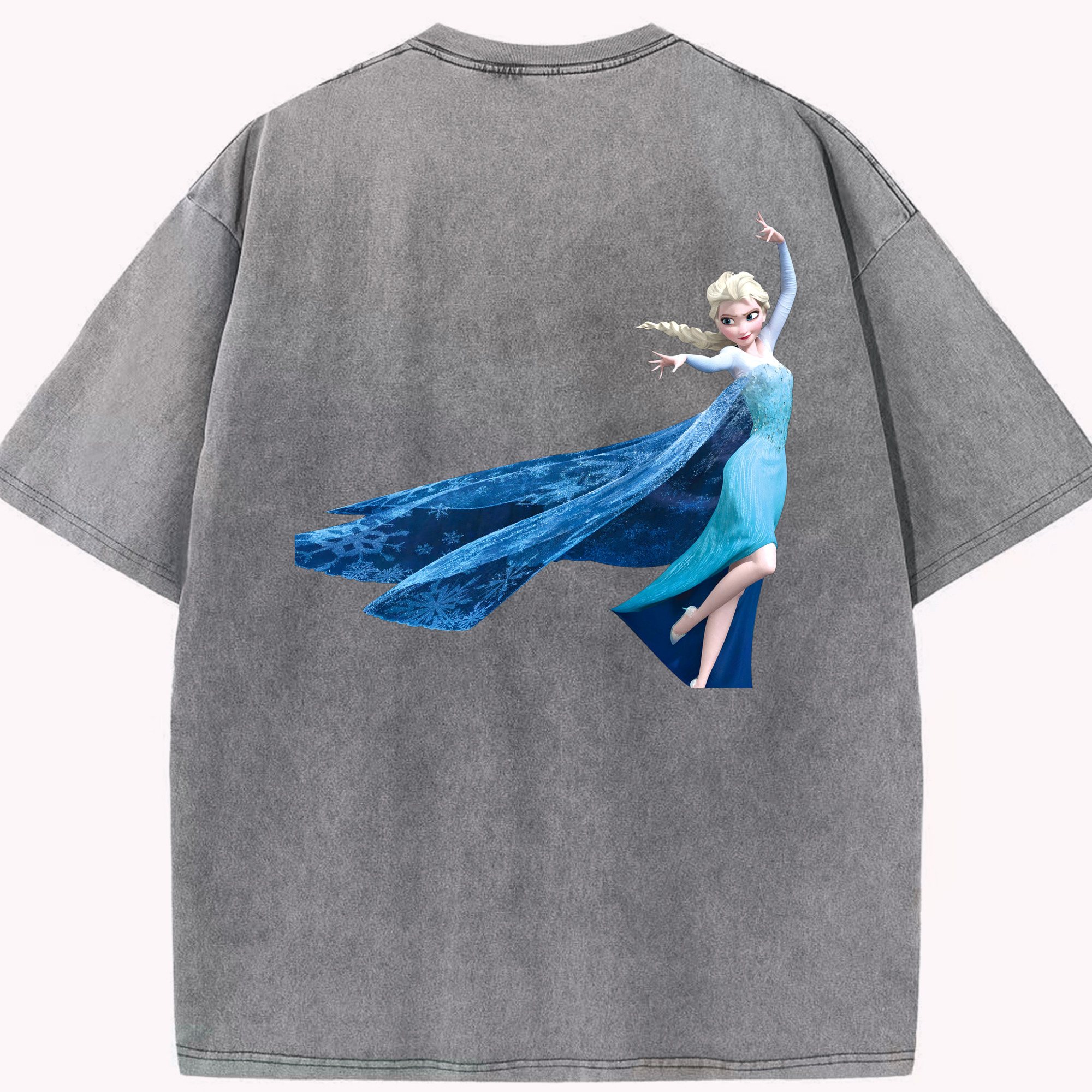（画像用） アナと雪の女王 アンナ エルサ Frozen Anna Elsa 綿100% ヴィンテージ風 半袖Tシャツ（背面プリント）