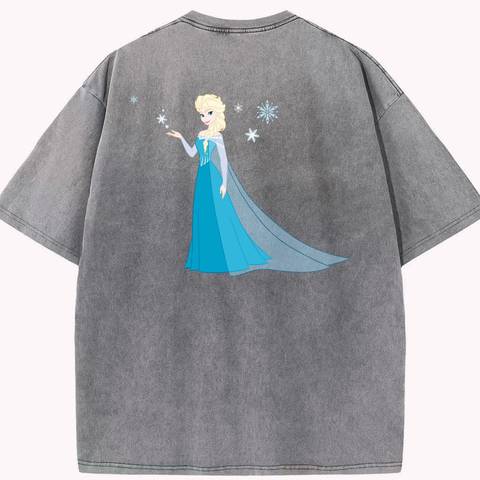 （画像用） アナと雪の女王 アンナ エルサ Frozen Anna Elsa 綿100% ヴィンテージ風 半袖Tシャツ（背面プリント）