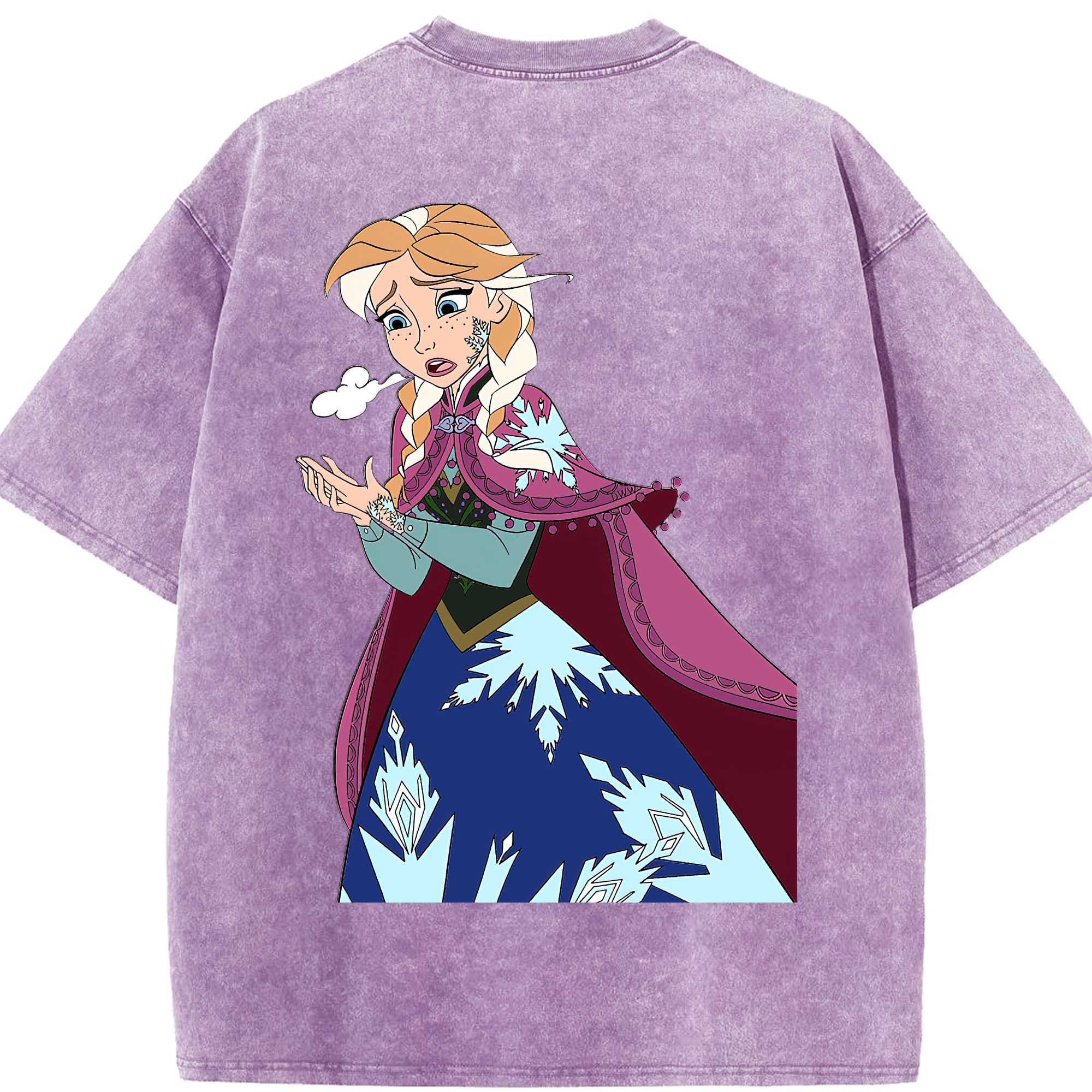 （画像用） アナと雪の女王 アンナ エルサ Frozen Anna Elsa 綿100% ヴィンテージ風 半袖Tシャツ（背面プリント）