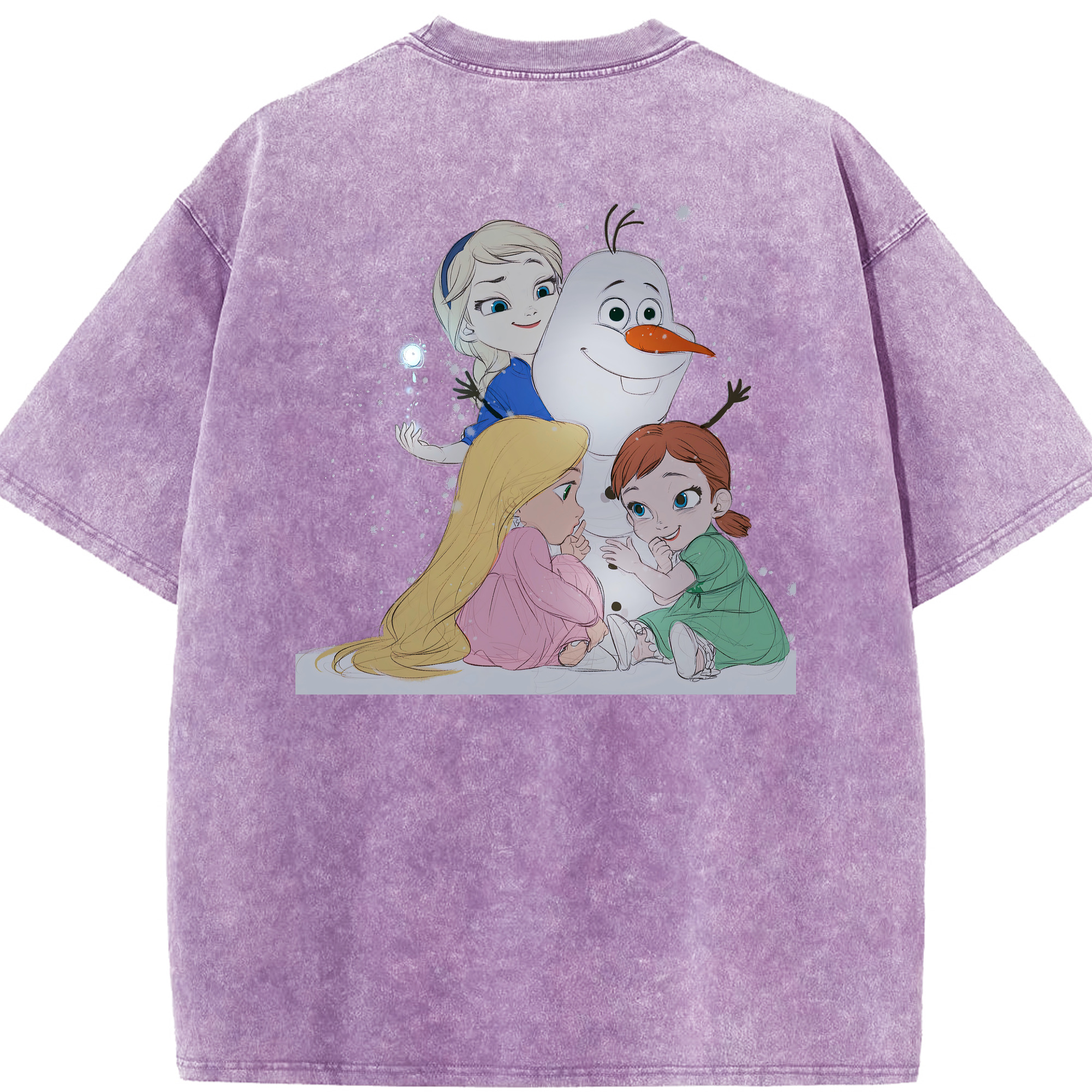 （画像用） アナと雪の女王 アンナ エルサ Frozen Anna Elsa 綿100% ヴィンテージ風 半袖Tシャツ（背面プリント）