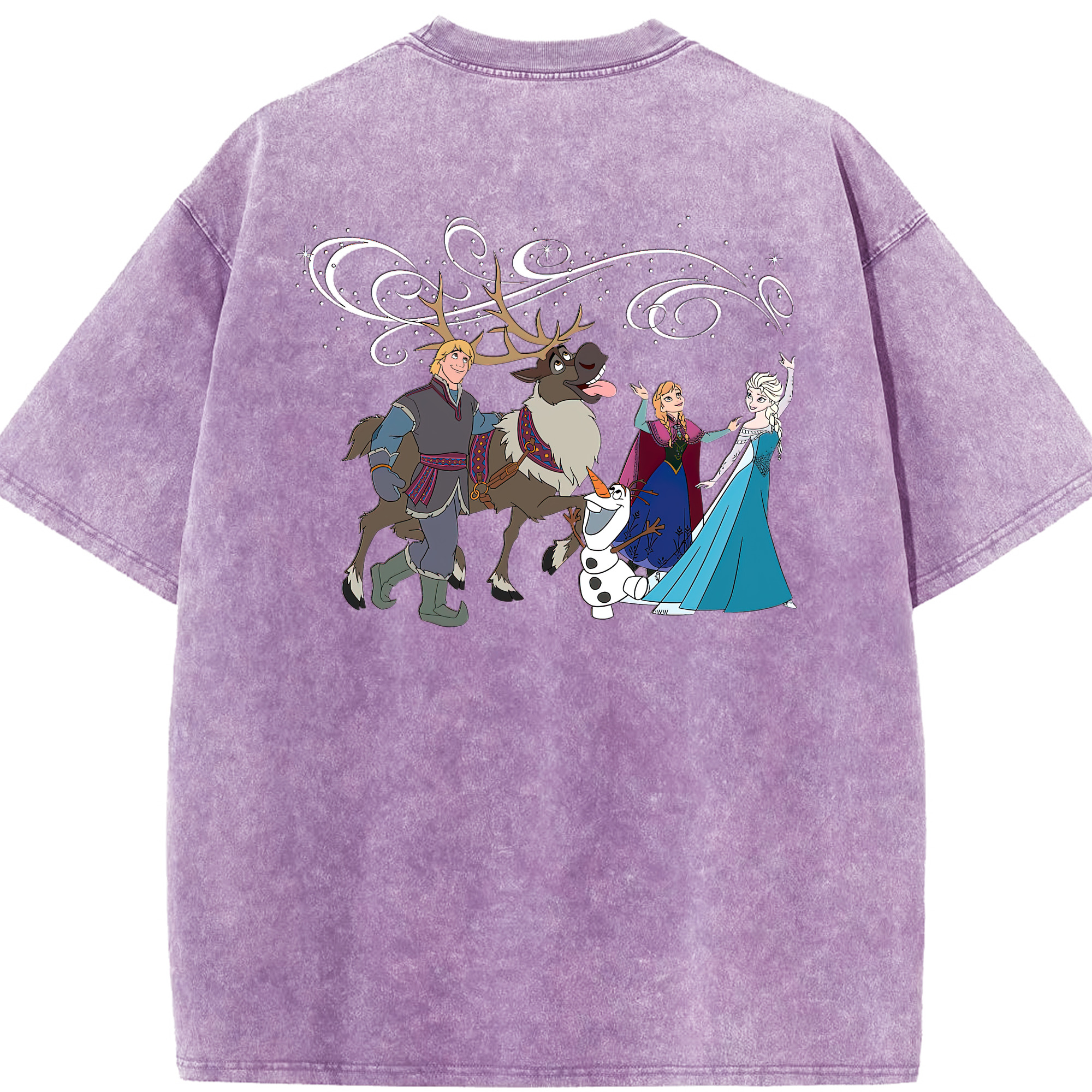 （画像用） アナと雪の女王 アンナ エルサ Frozen Anna Elsa 綿100% ヴィンテージ風 半袖Tシャツ（背面プリント）