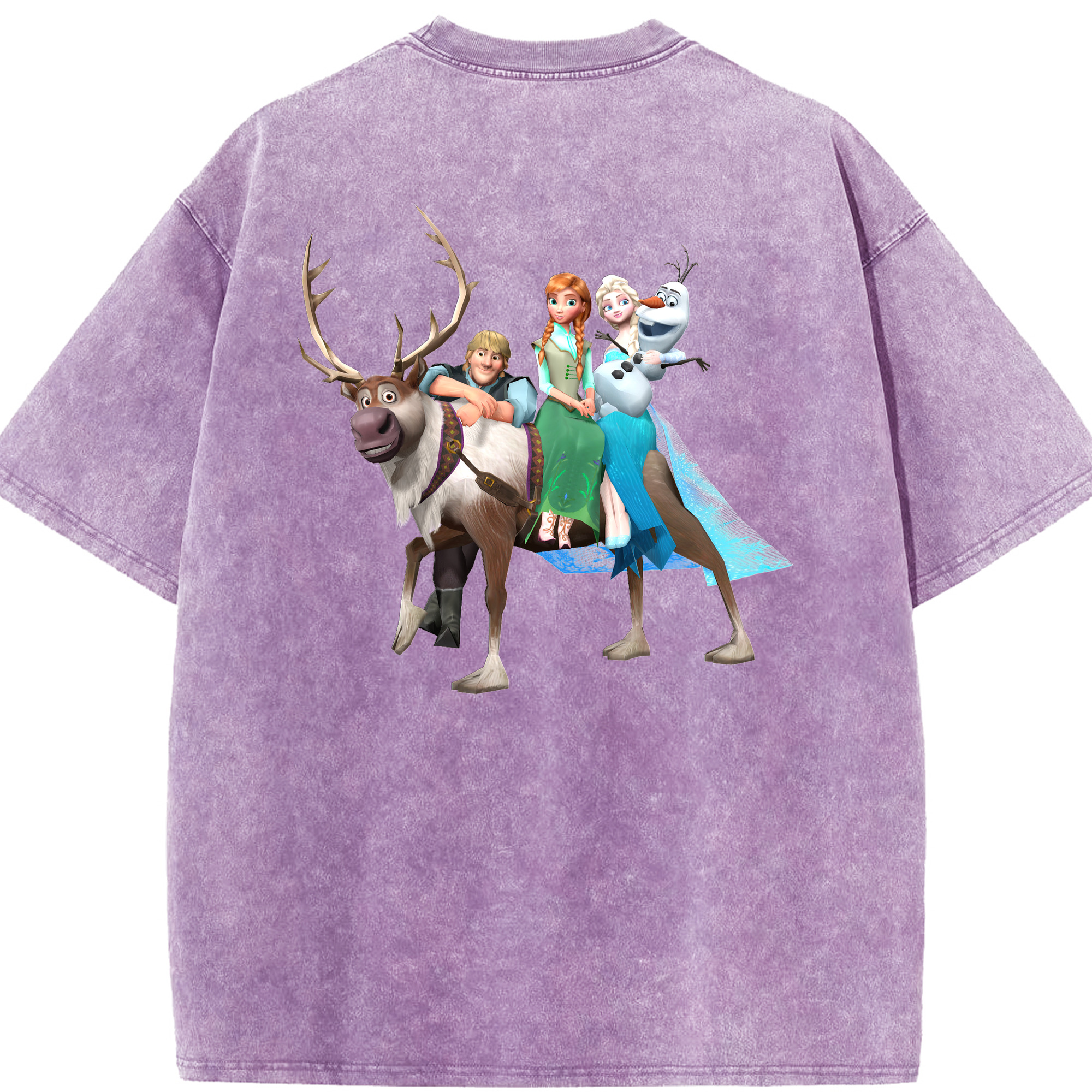 （画像用） アナと雪の女王 アンナ エルサ Frozen Anna Elsa 綿100% ヴィンテージ風 半袖Tシャツ（背面プリント）