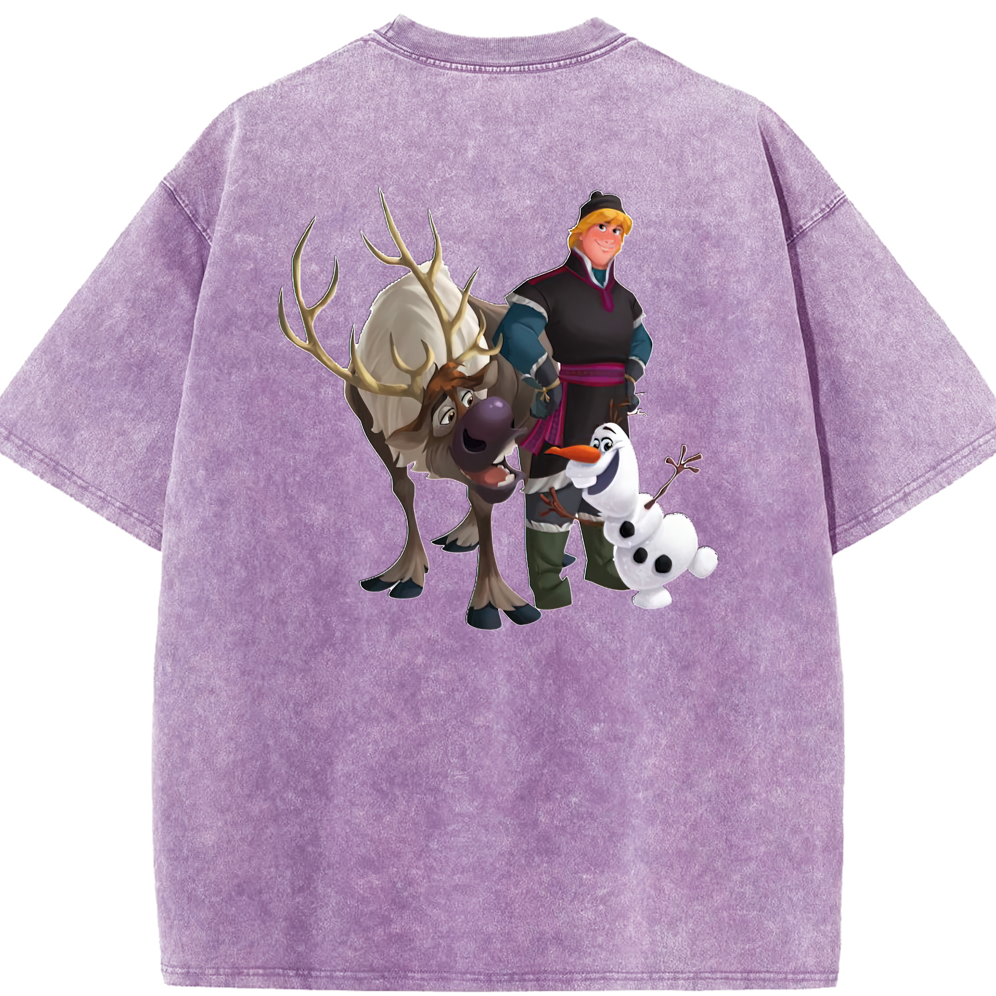 （画像用） アナと雪の女王 アンナ エルサ Frozen Anna Elsa 綿100% ヴィンテージ風 半袖Tシャツ（背面プリント）