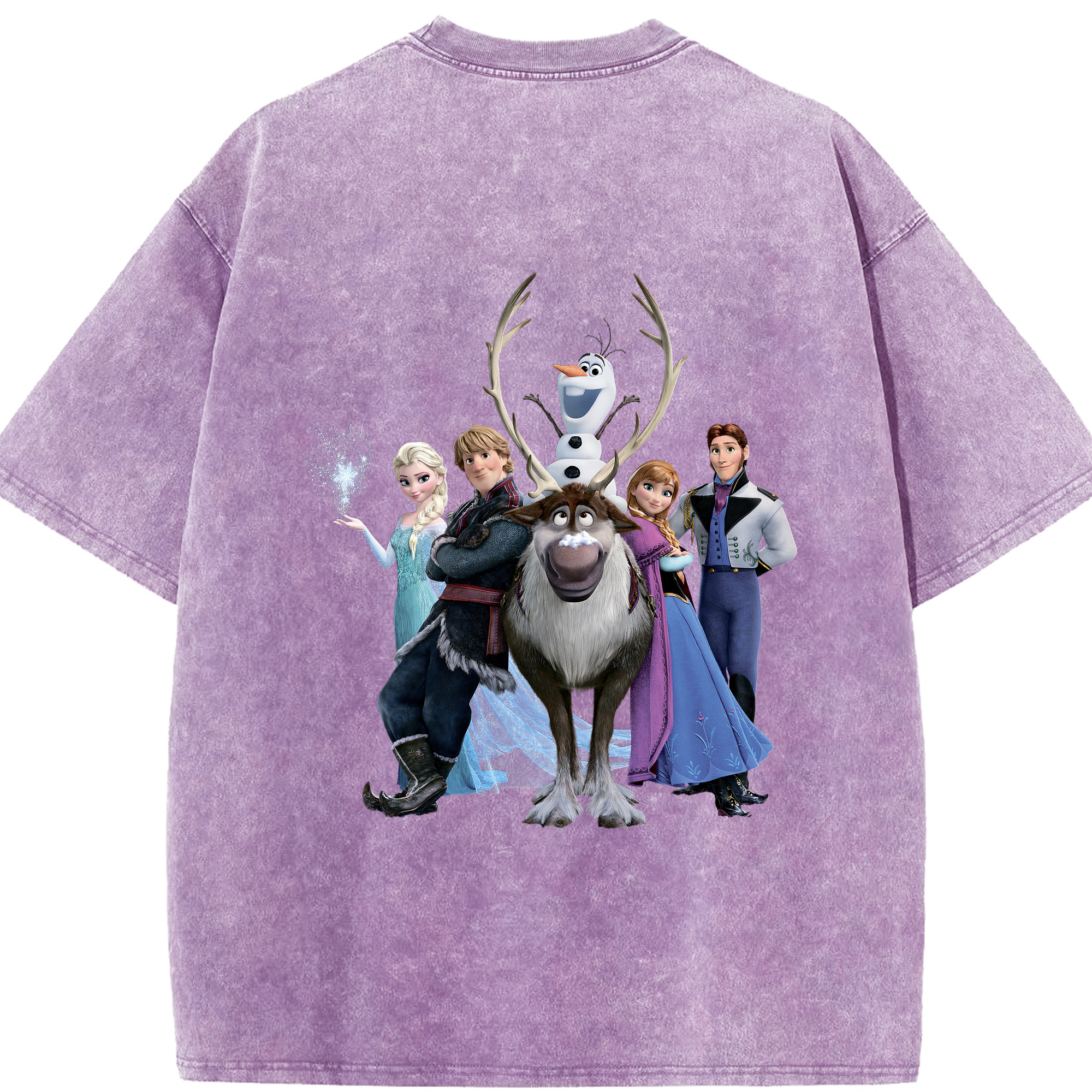（画像用） アナと雪の女王 アンナ エルサ Frozen Anna Elsa 綿100% ヴィンテージ風 半袖Tシャツ（背面プリント）