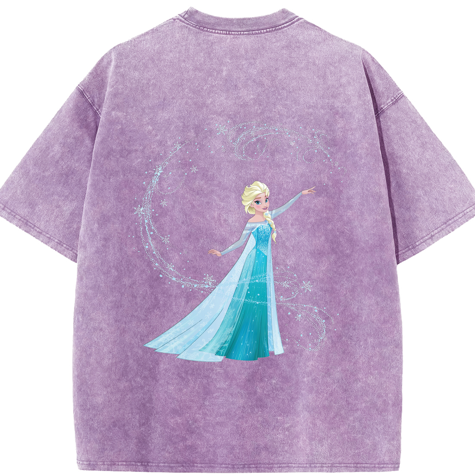 （画像用） アナと雪の女王 アンナ エルサ Frozen Anna Elsa 綿100% ヴィンテージ風 半袖Tシャツ（背面プリント）