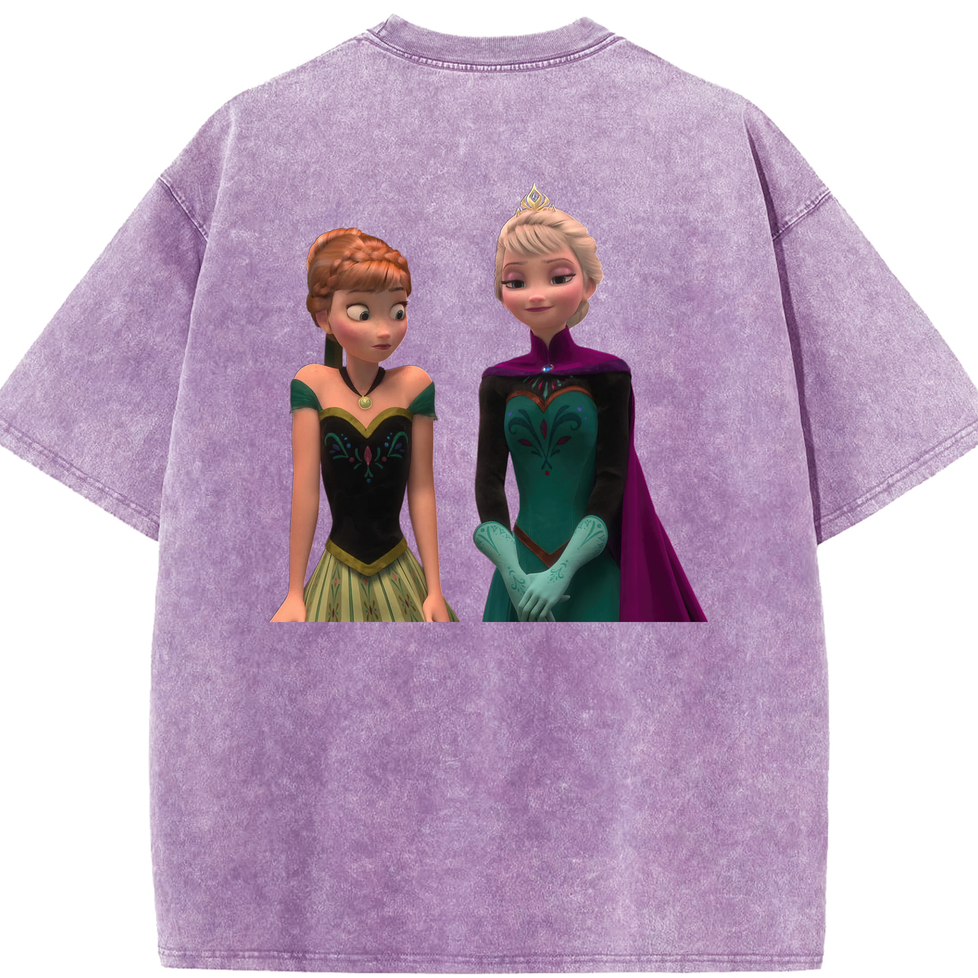 （画像用） アナと雪の女王 アンナ エルサ Frozen Anna Elsa 綿100% ヴィンテージ風 半袖Tシャツ（背面プリント）