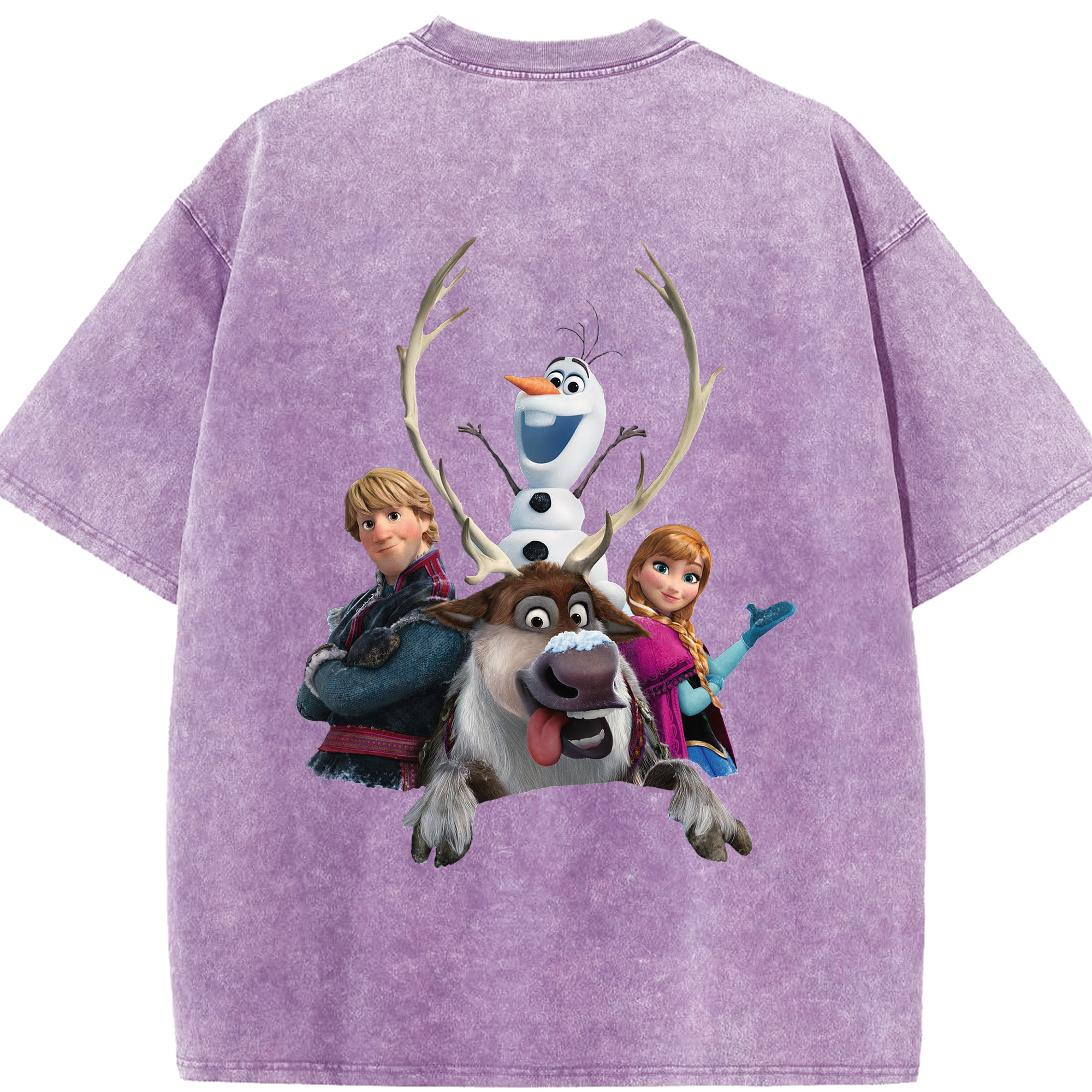 （画像用） アナと雪の女王 アンナ エルサ Frozen Anna Elsa 綿100% ヴィンテージ風 半袖Tシャツ（背面プリント）