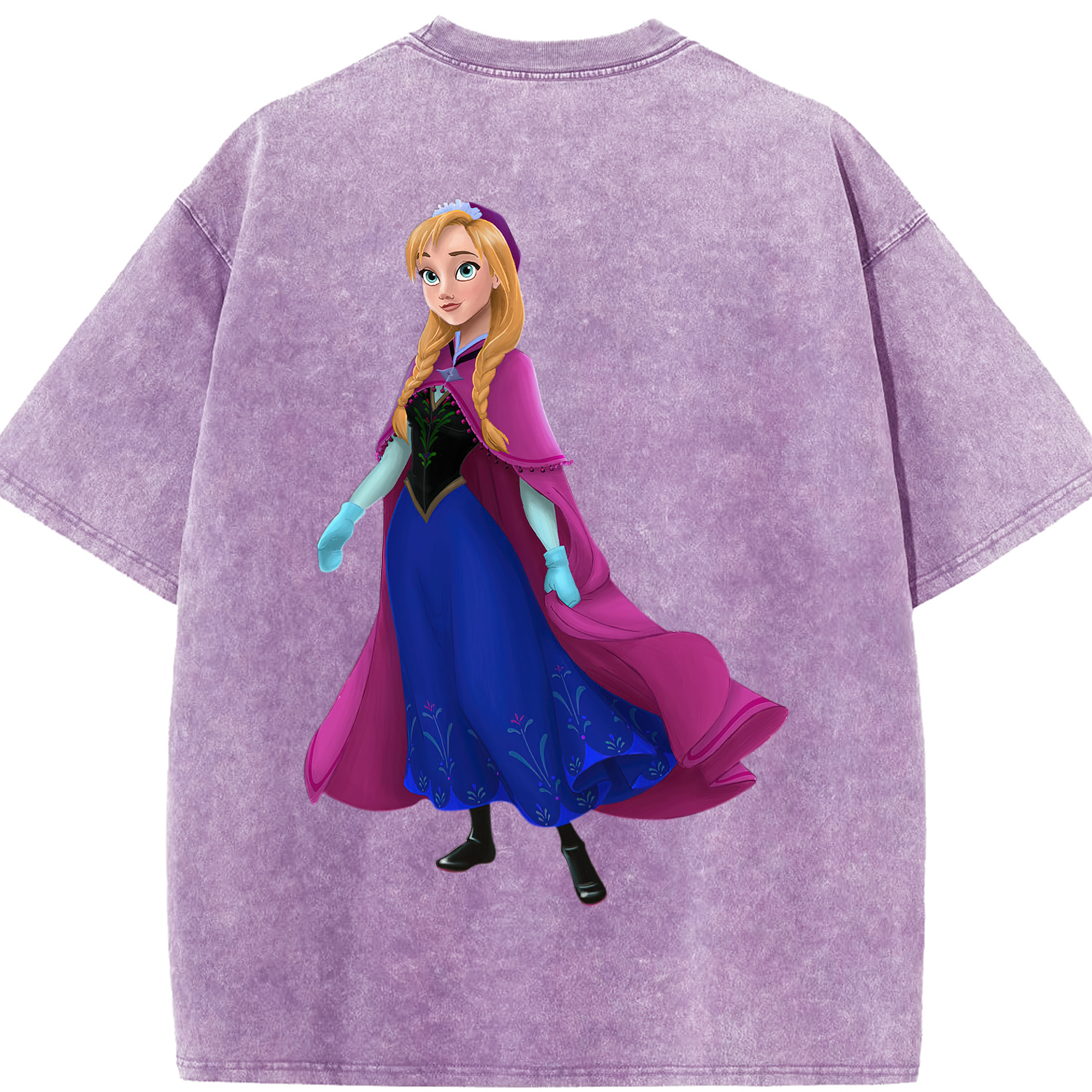 （画像用） アナと雪の女王 アンナ エルサ Frozen Anna Elsa 綿100% ヴィンテージ風 半袖Tシャツ（背面プリント）