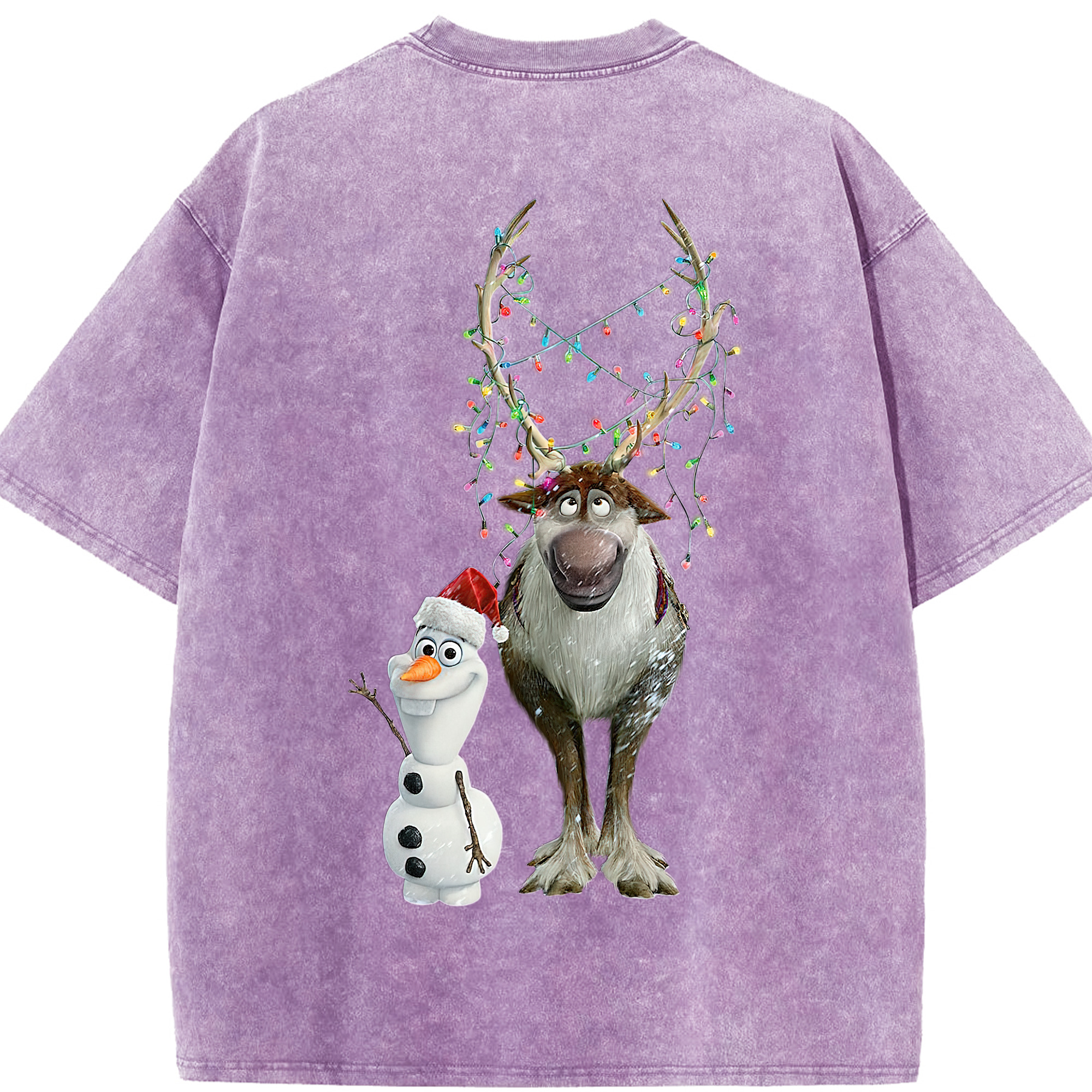 （画像用） アナと雪の女王 アンナ エルサ Frozen Anna Elsa 綿100% ヴィンテージ風 半袖Tシャツ（背面プリント）