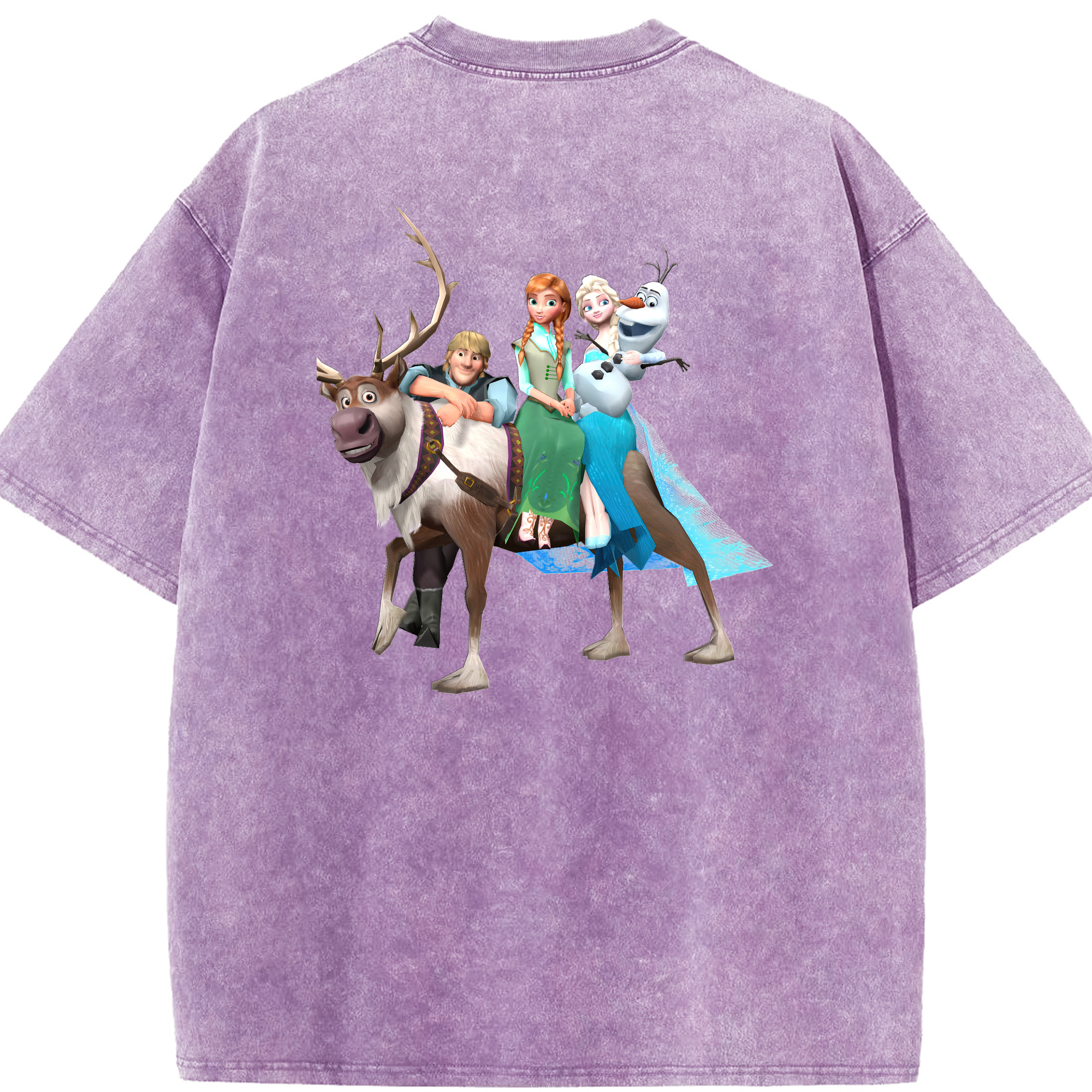 （画像用） アナと雪の女王 アンナ エルサ Frozen Anna Elsa 綿100% ヴィンテージ風 半袖Tシャツ（背面プリント）