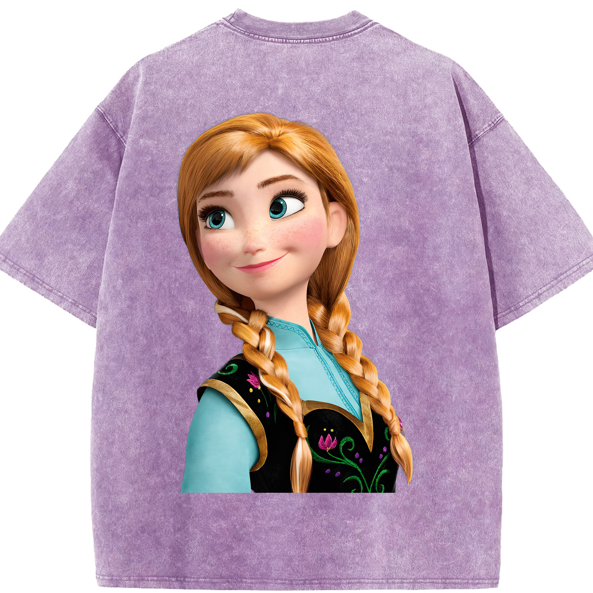 （画像用） アナと雪の女王 アンナ エルサ Frozen Anna Elsa 綿100% ヴィンテージ風 半袖Tシャツ（背面プリント）