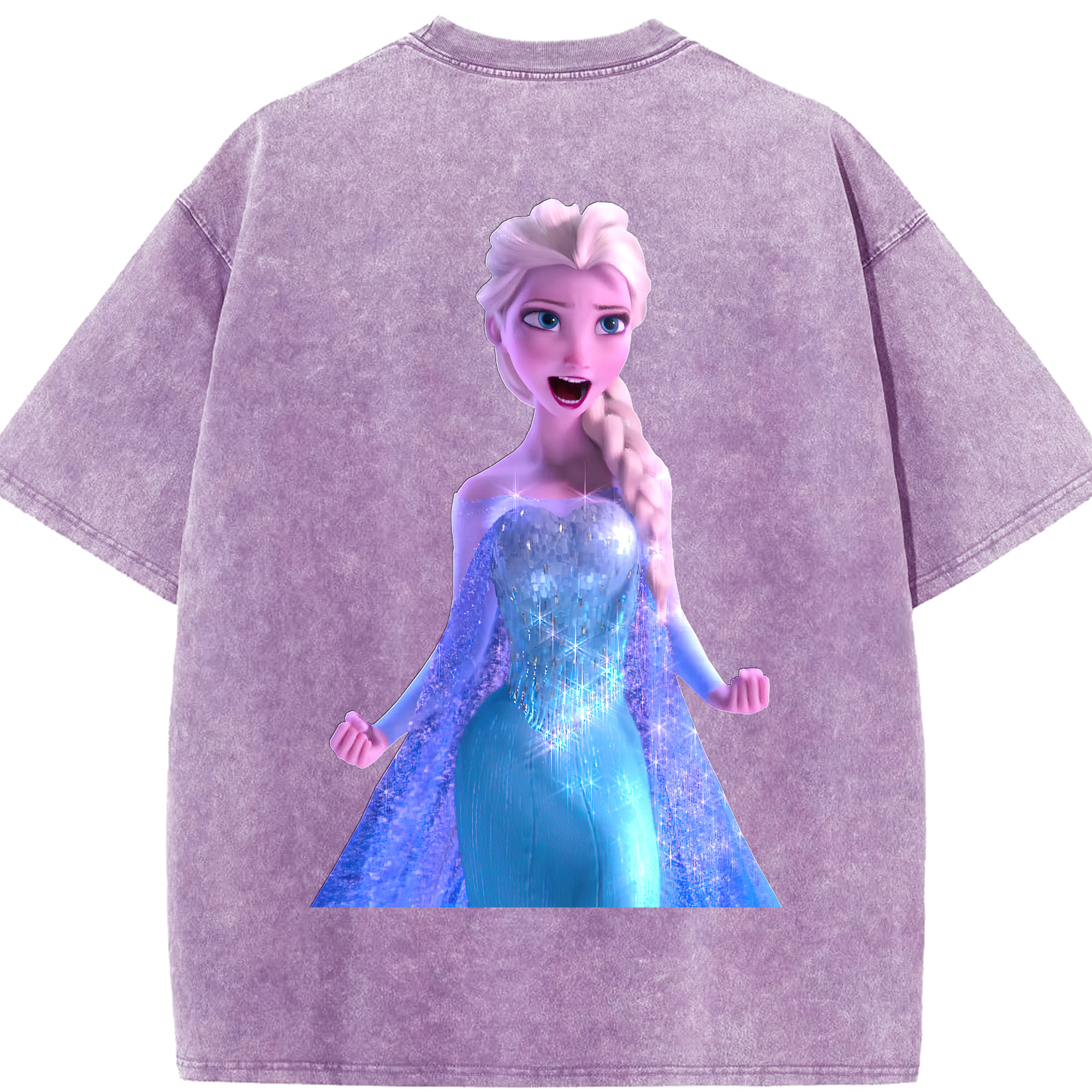 （画像用） アナと雪の女王 アンナ エルサ Frozen Anna Elsa 綿100% ヴィンテージ風 半袖Tシャツ（背面プリント）