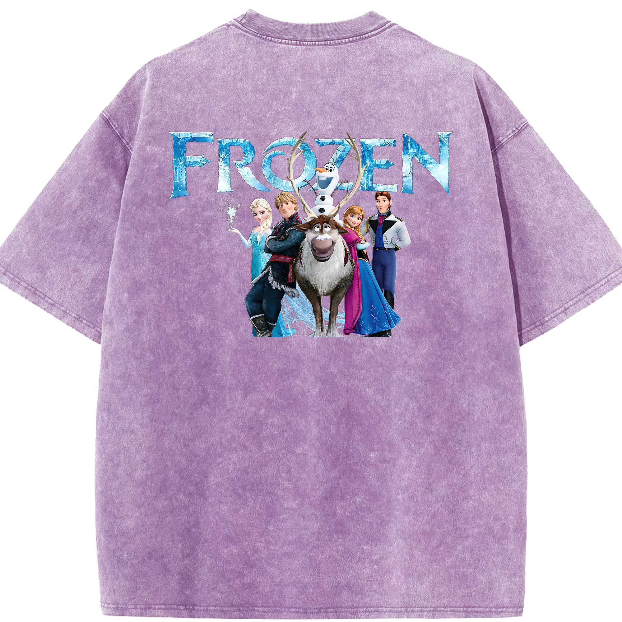 （画像用） アナと雪の女王 アンナ エルサ Frozen Anna Elsa 綿100% ヴィンテージ風 半袖Tシャツ（背面プリント）