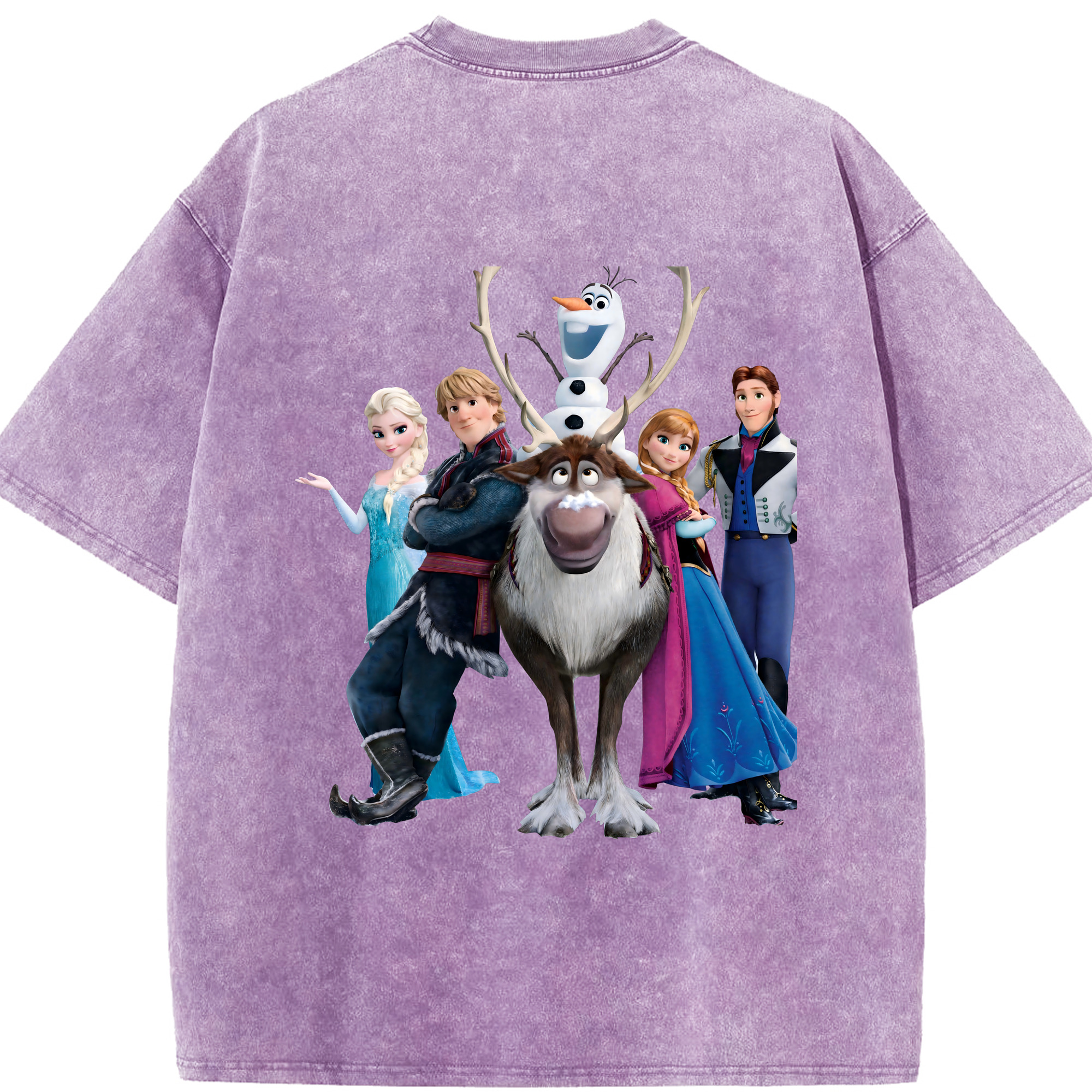 （画像用） アナと雪の女王 アンナ エルサ Frozen Anna Elsa 綿100% ヴィンテージ風 半袖Tシャツ（背面プリント）