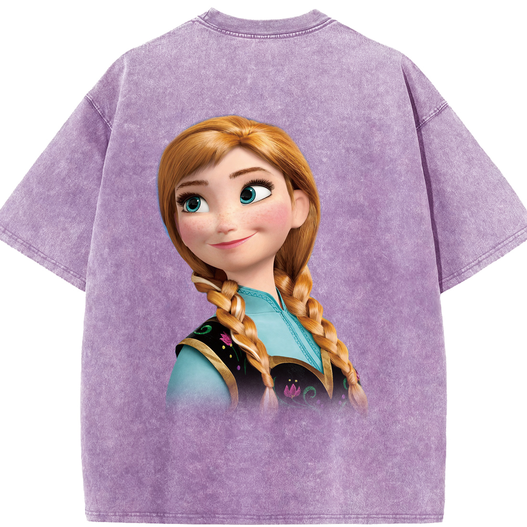 （画像用） アナと雪の女王 アンナ エルサ Frozen Anna Elsa 綿100% ヴィンテージ風 半袖Tシャツ（背面プリント）